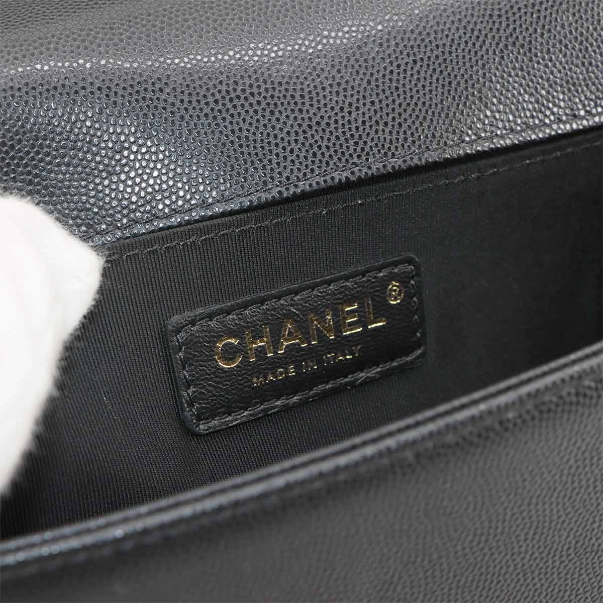 BOY CHANEL Chain Shoulder Bag Leather Black A67086 Purse