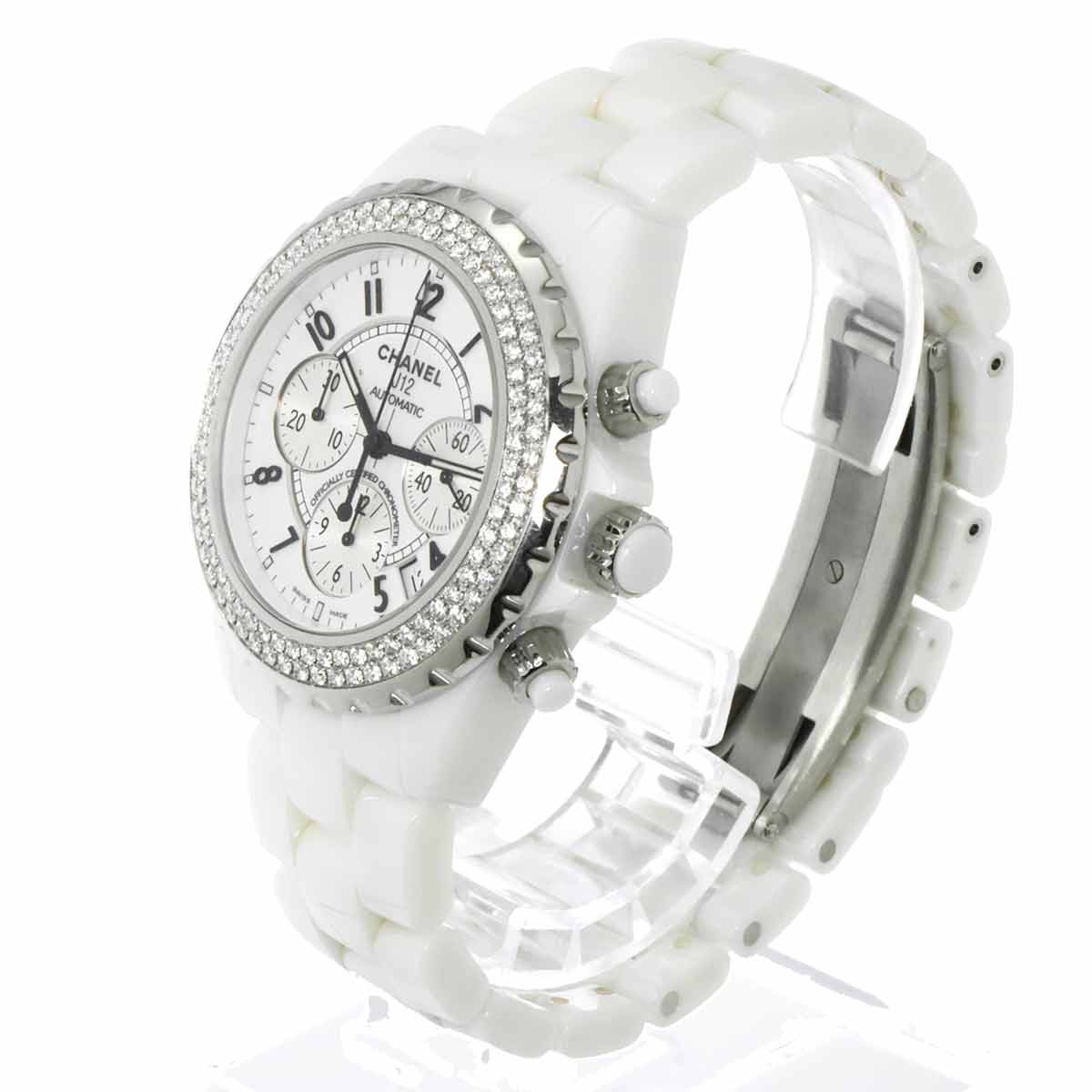 J12 41mm H1008 Date Bezel Diamond Automatic White Dial Mens