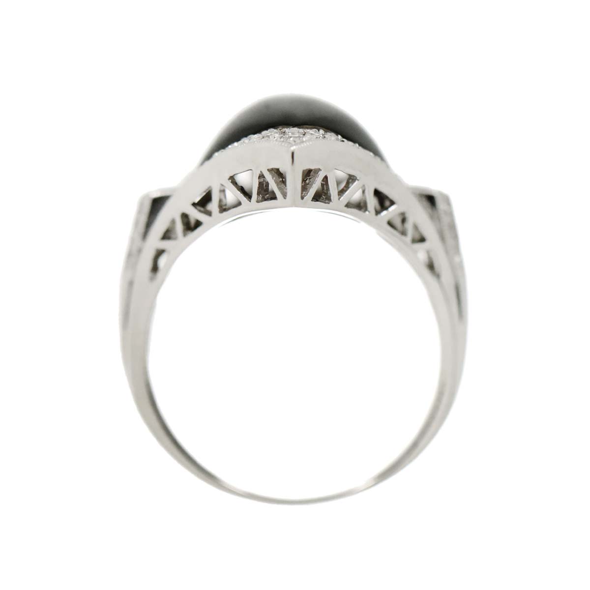 Onyx Diamond 0.57ct Ring 18K WG 750 Size7.75-8(US)