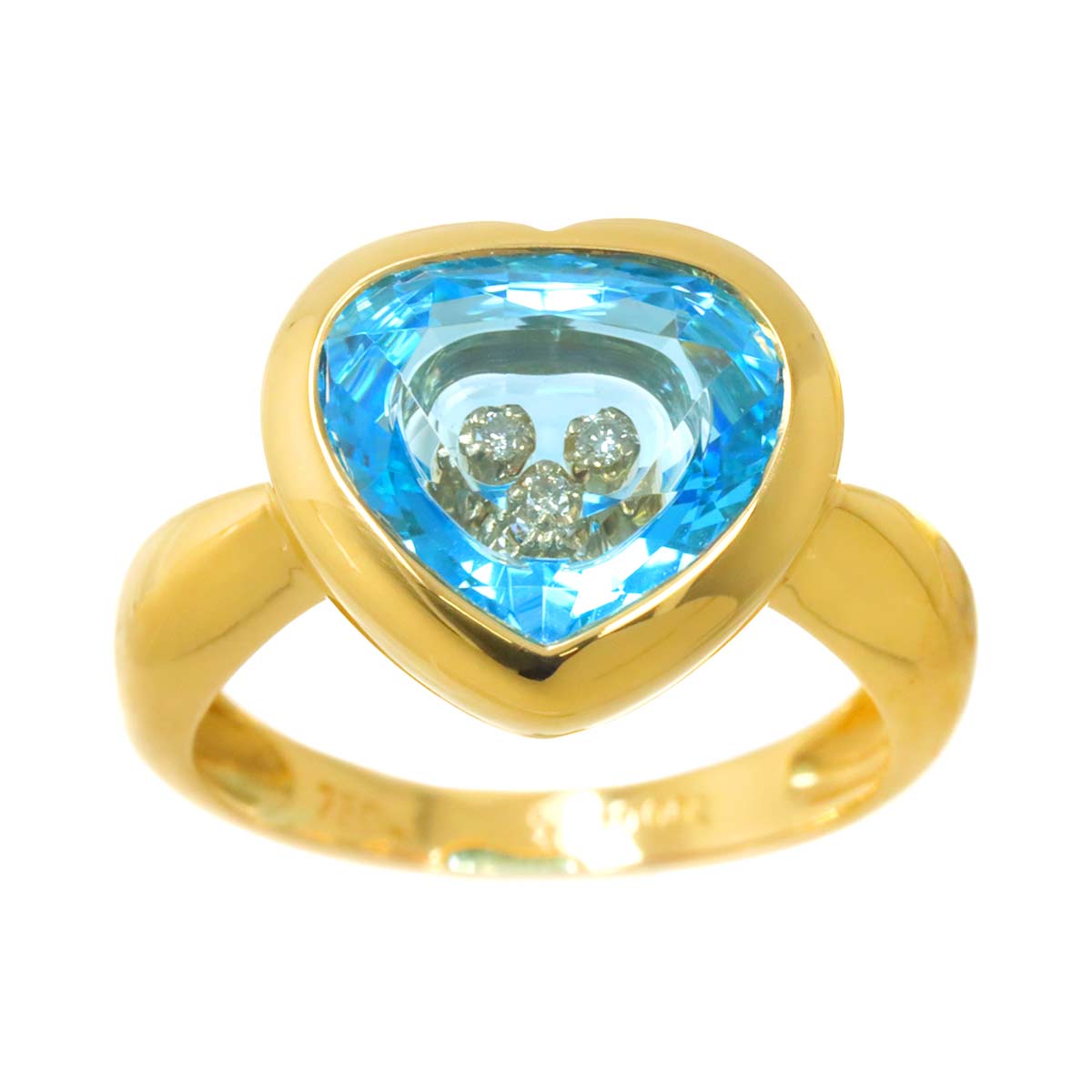 Blue Topaz Diamond 0.02ct Ring 18K YG 750 Size5.5-5.75(US)