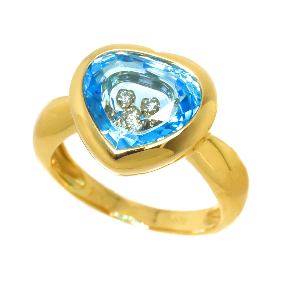 Blue Topaz Diamond 0.02ct Ring 18K YG 750 Size5.5-5.75(US)