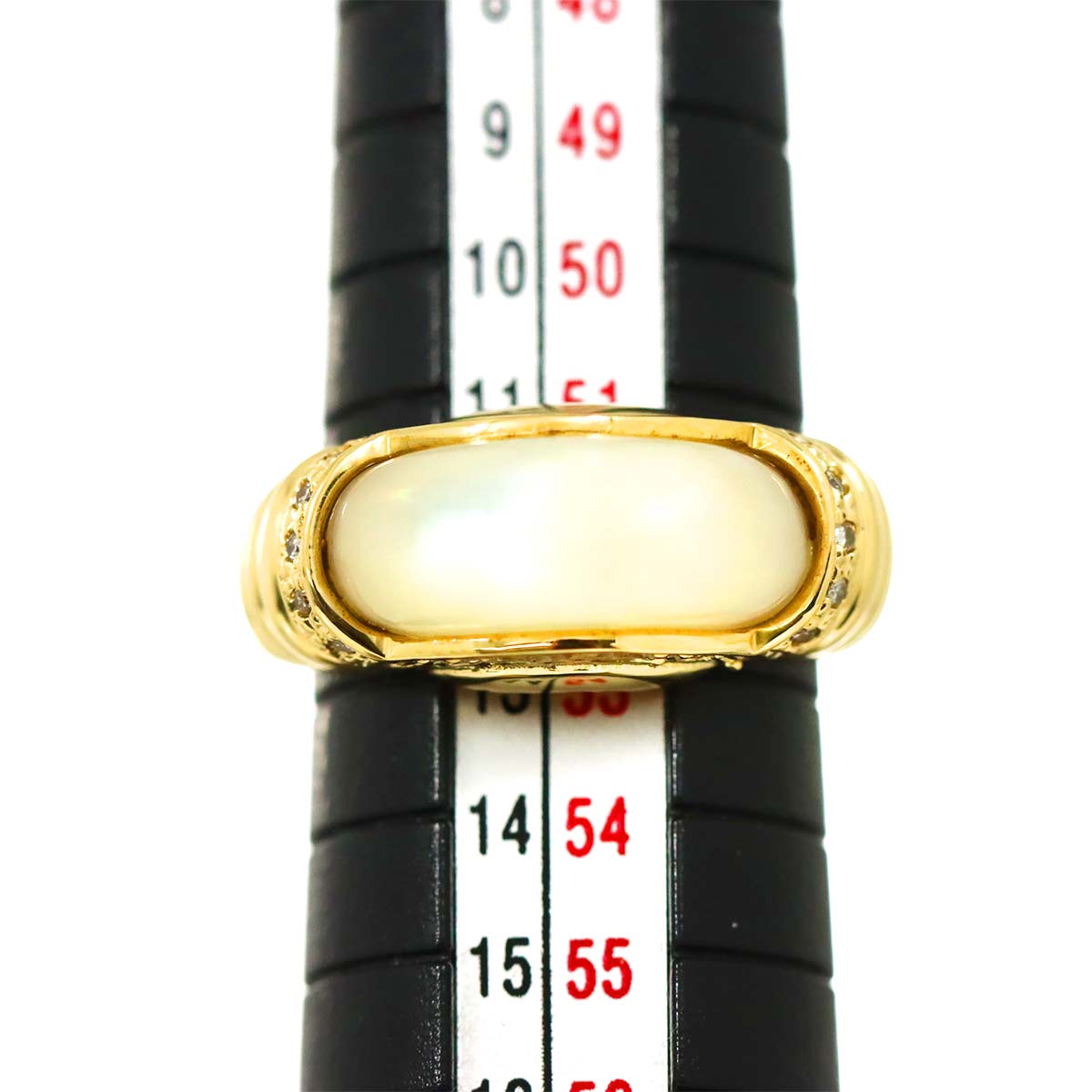 Mother of Pearl MOP Diamond 0.12ct Ring 18K YG 750 Size6(US)