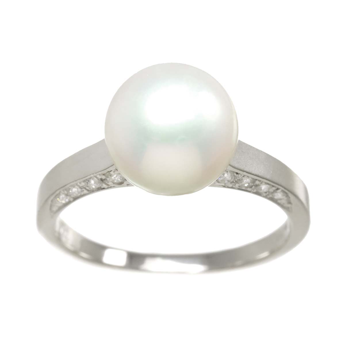 Akoya Pearl 9.3mm Diamond 0.18ct Ring Pt Platinum Size5.5-5.75(US)