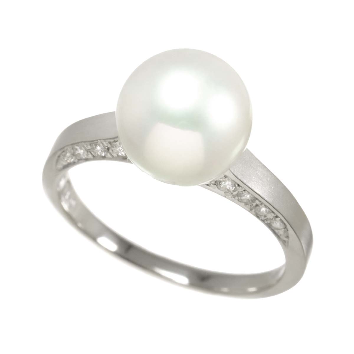 Akoya Pearl 9.3mm Diamond 0.18ct Ring Pt Platinum Size5.5-5.75(US)