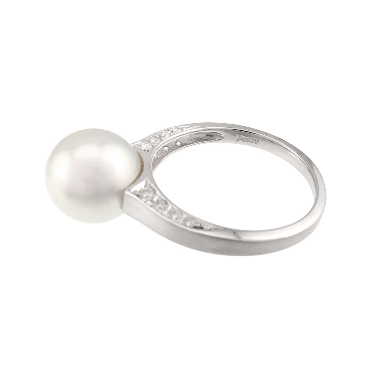 Akoya Pearl 9.3mm Diamond 0.18ct Ring Pt Platinum Size5.5-5.75(US)