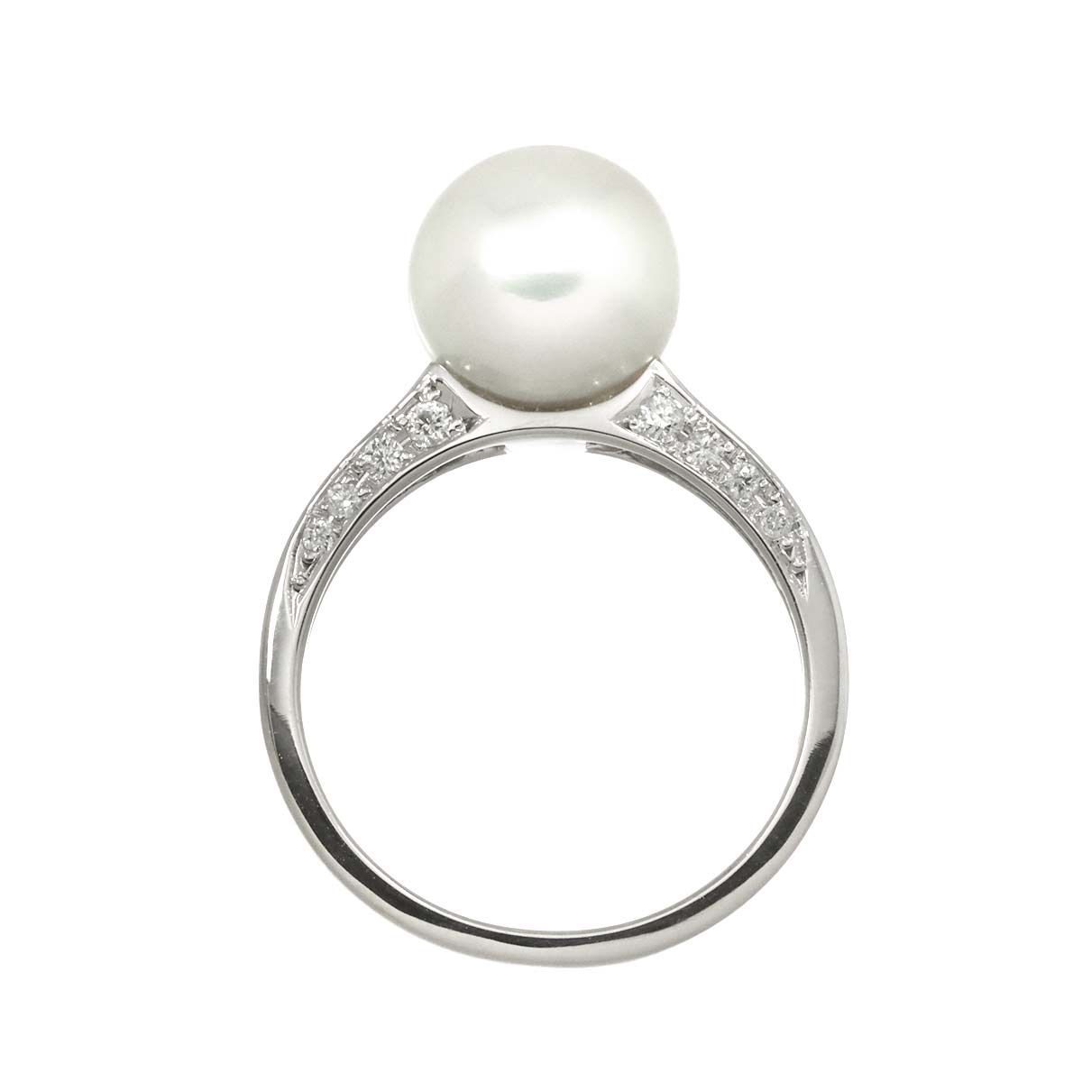 Akoya Pearl 9.3mm Diamond 0.18ct Ring Pt Platinum Size5.5-5.75(US)