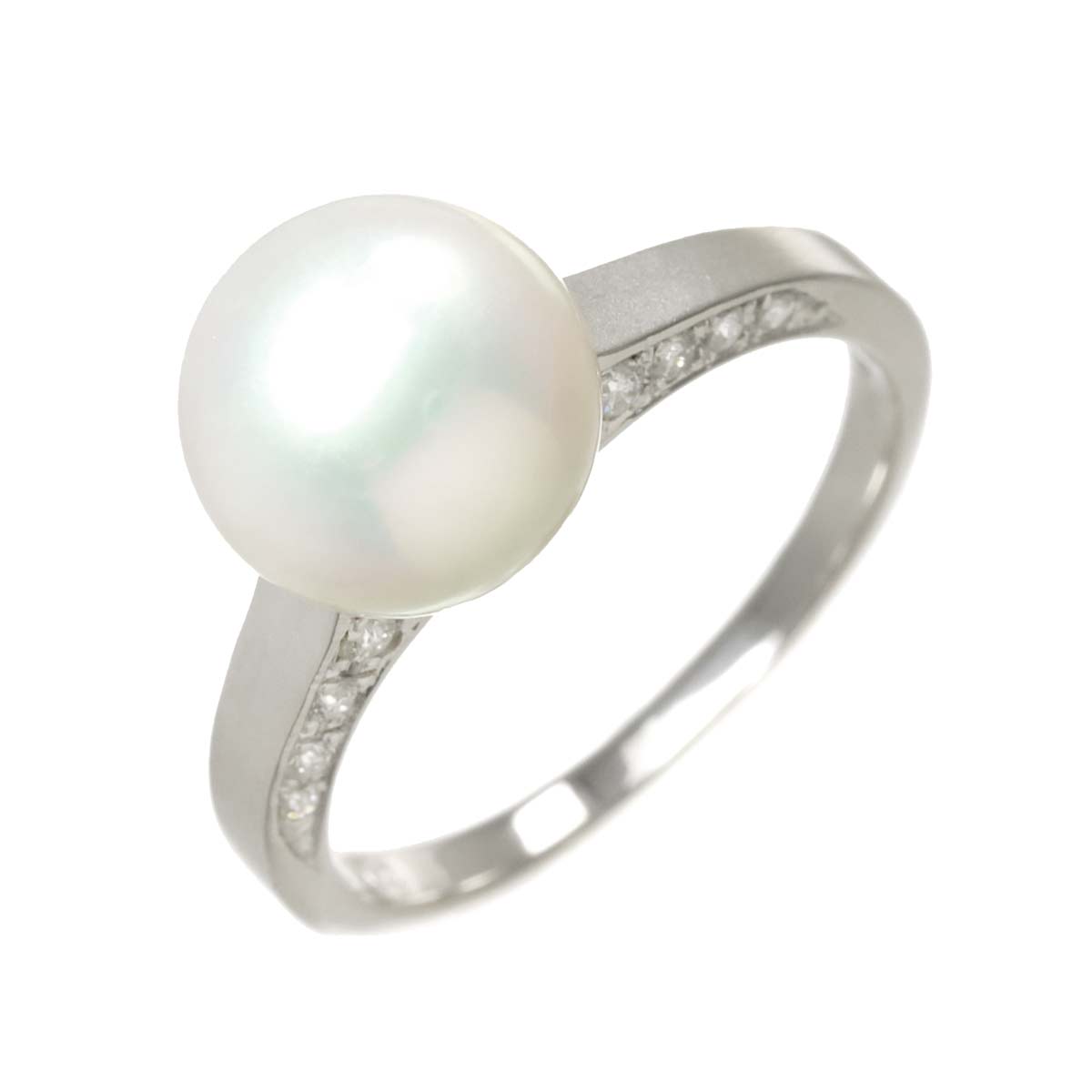 Akoya Pearl 9.3mm Diamond 0.18ct Ring Pt Platinum Size5.5-5.75(US)