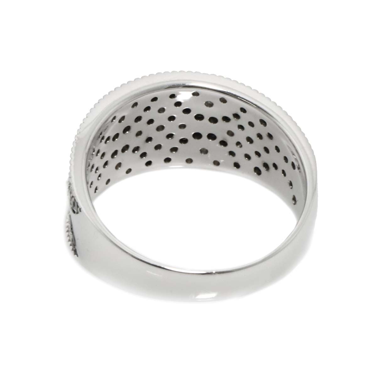 Black Diamond 0.50 Diamond 0.14 Ring 18K K18 WG White Gold size7.25(US)