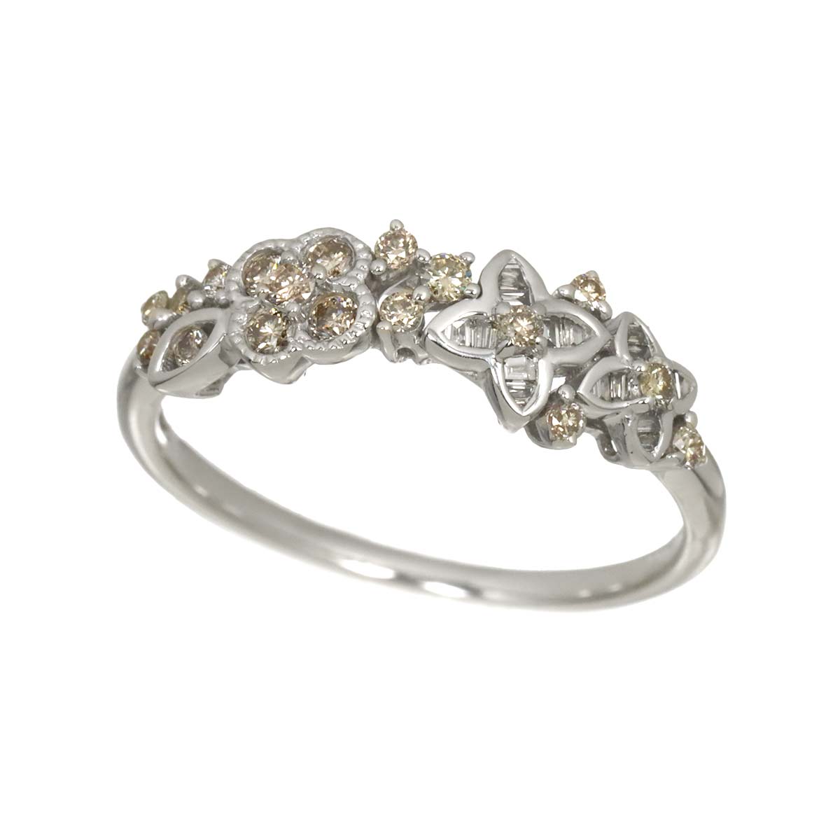 Diamond 0.41ct Ring 18K K18 WG White Gold size9(US)