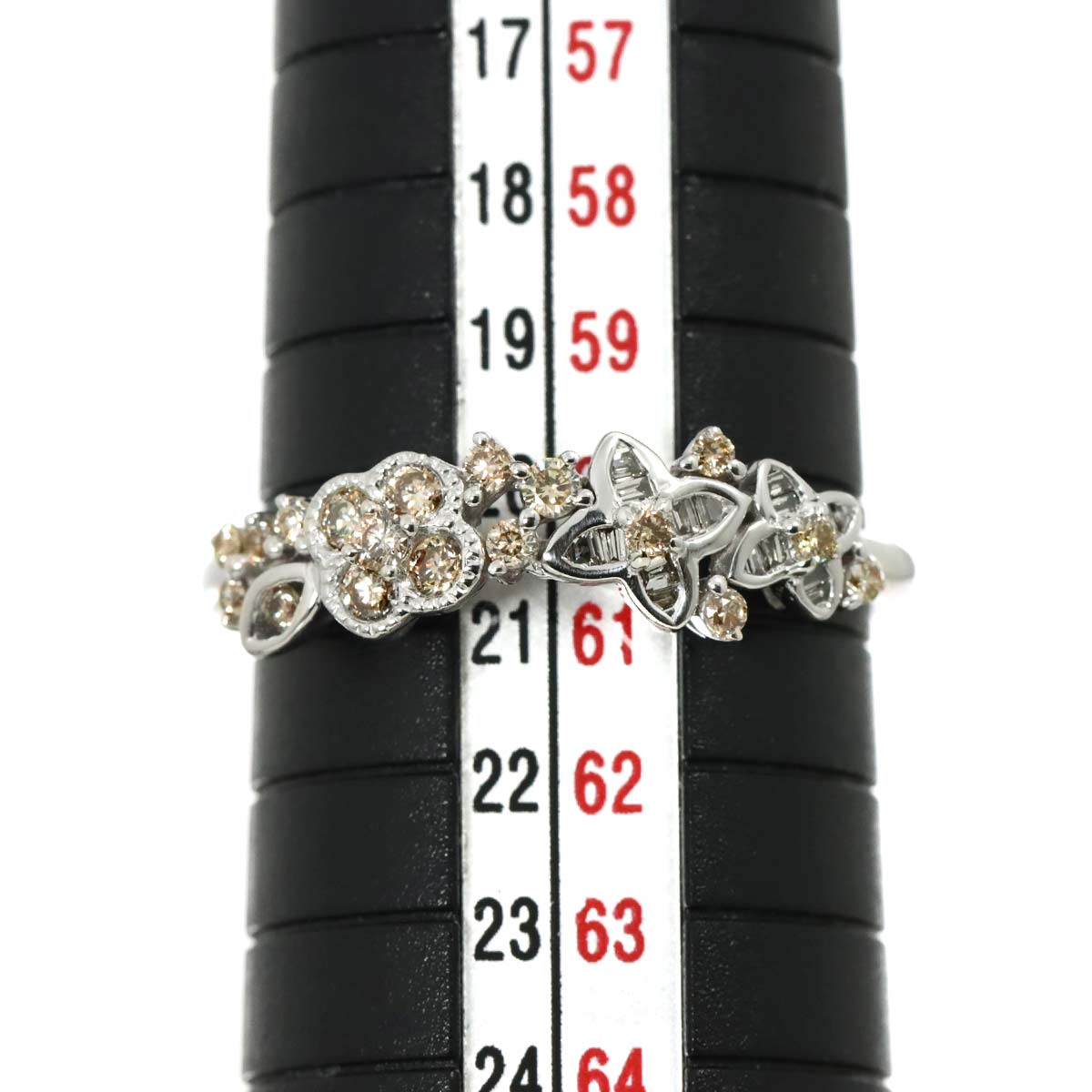 Diamond 0.41ct Ring 18K K18 WG White Gold size9(US)