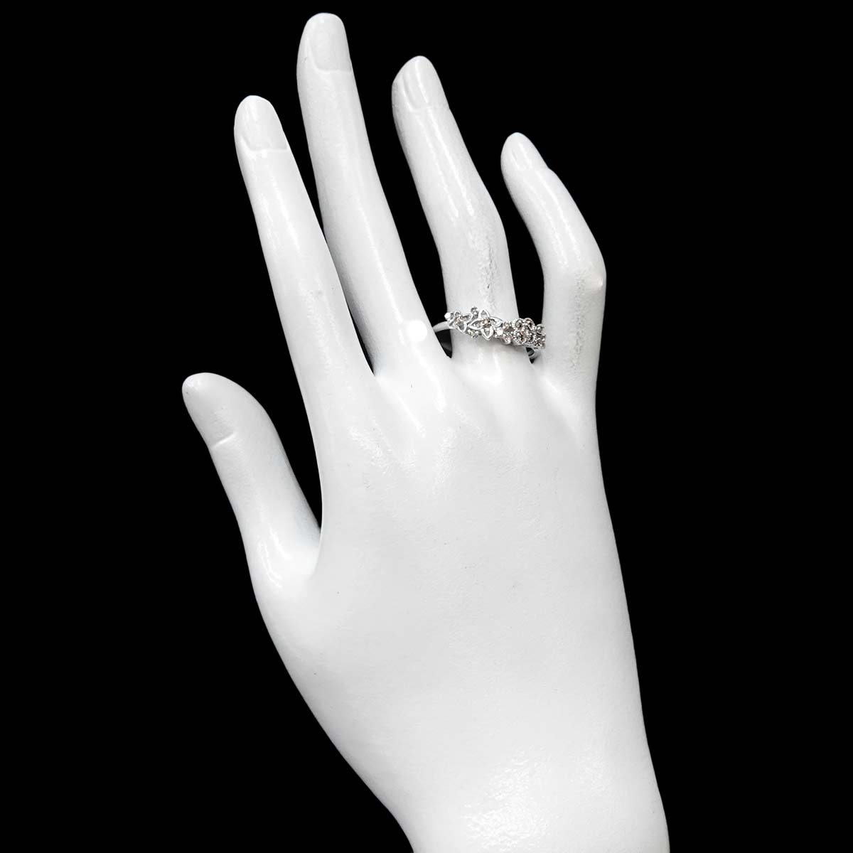 Diamond 0.41ct Ring 18K K18 WG White Gold size9(US)