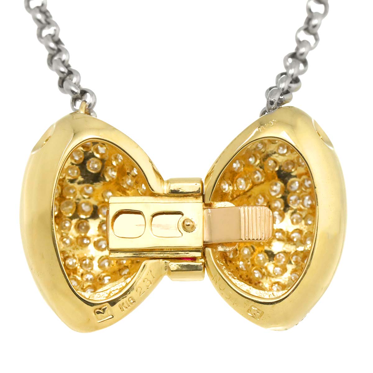 Diamond 2.37ct Ruby 0.54ct Necklace 18K YG 750 Pt