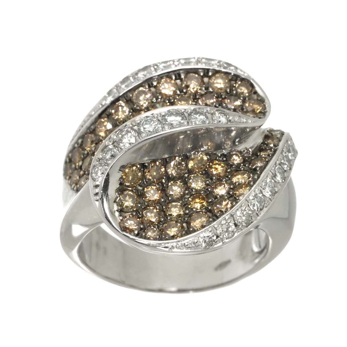 Diamond 0.56ct/1.81ct Ring 18K K18 WG White Gold size6.25-6.5(US)