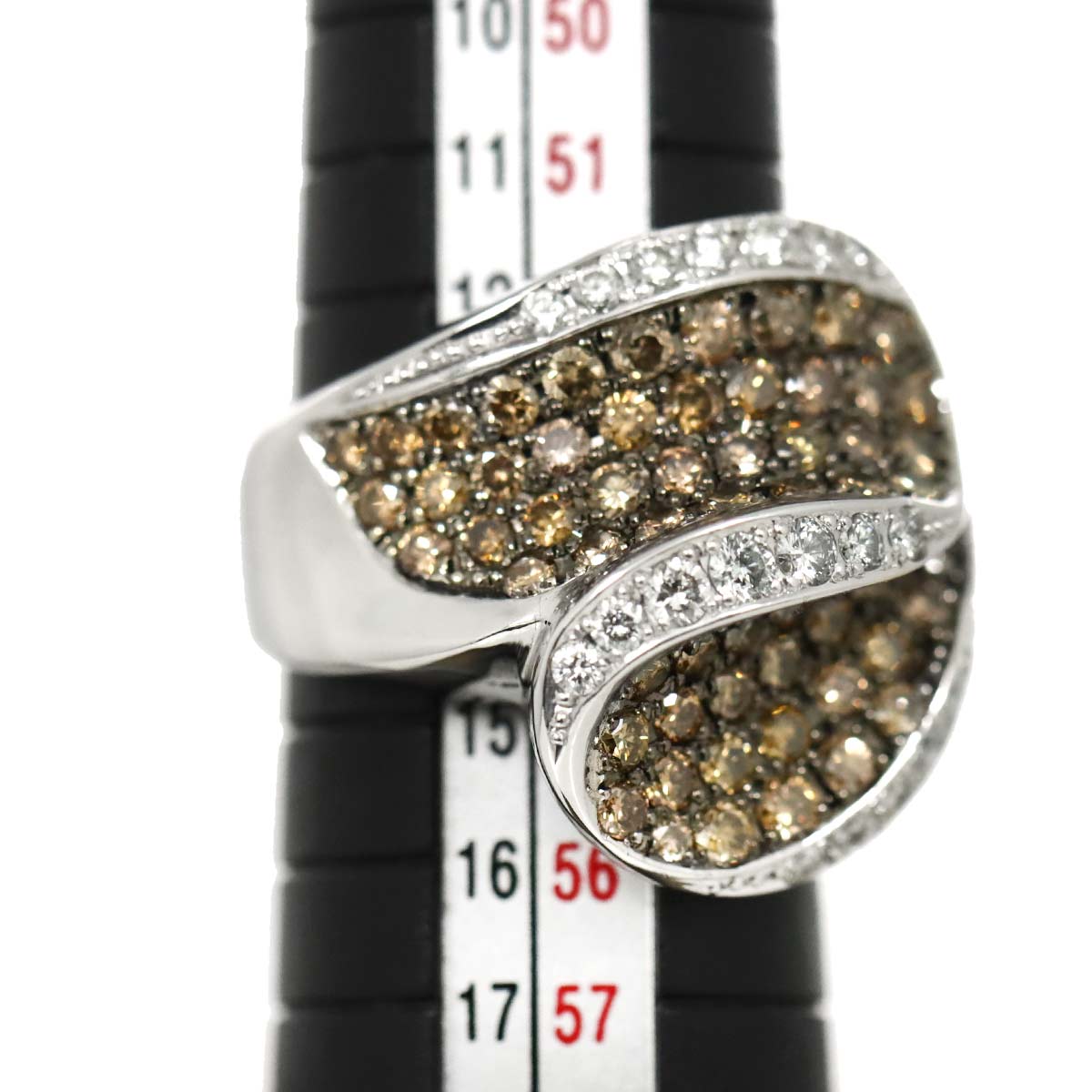 Diamond 0.56ct/1.81ct Ring 18K K18 WG White Gold size6.25-6.5(US)