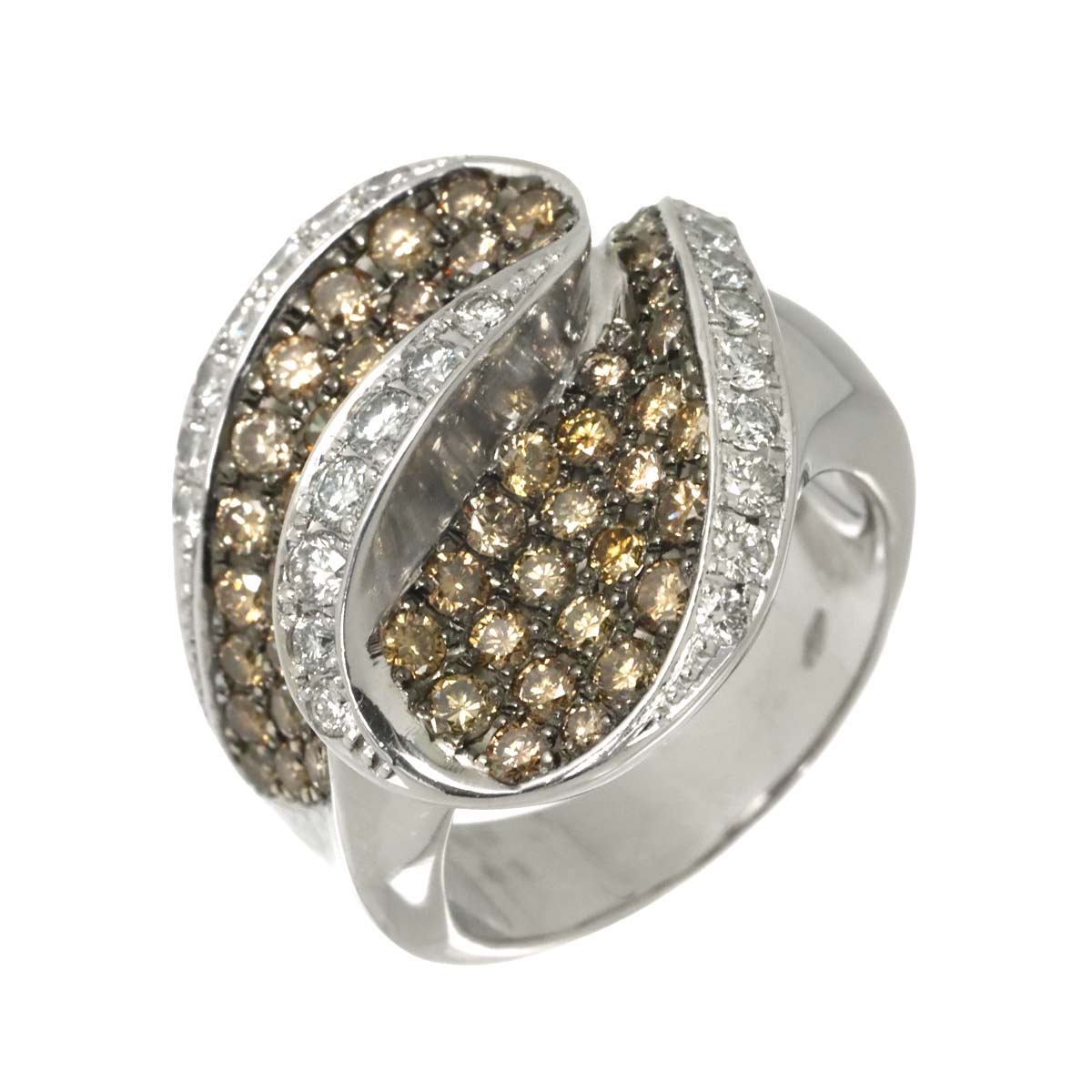 Diamond 0.56ct/1.81ct Ring 18K K18 WG White Gold size6.25-6.5(US)