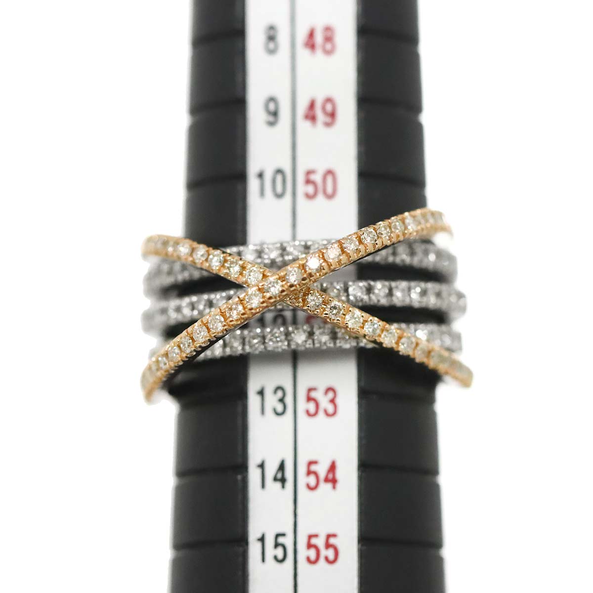 Diamond 0.68ct Ring 18K K18 WG PG White Pink Gold size5.5-5.75(US)