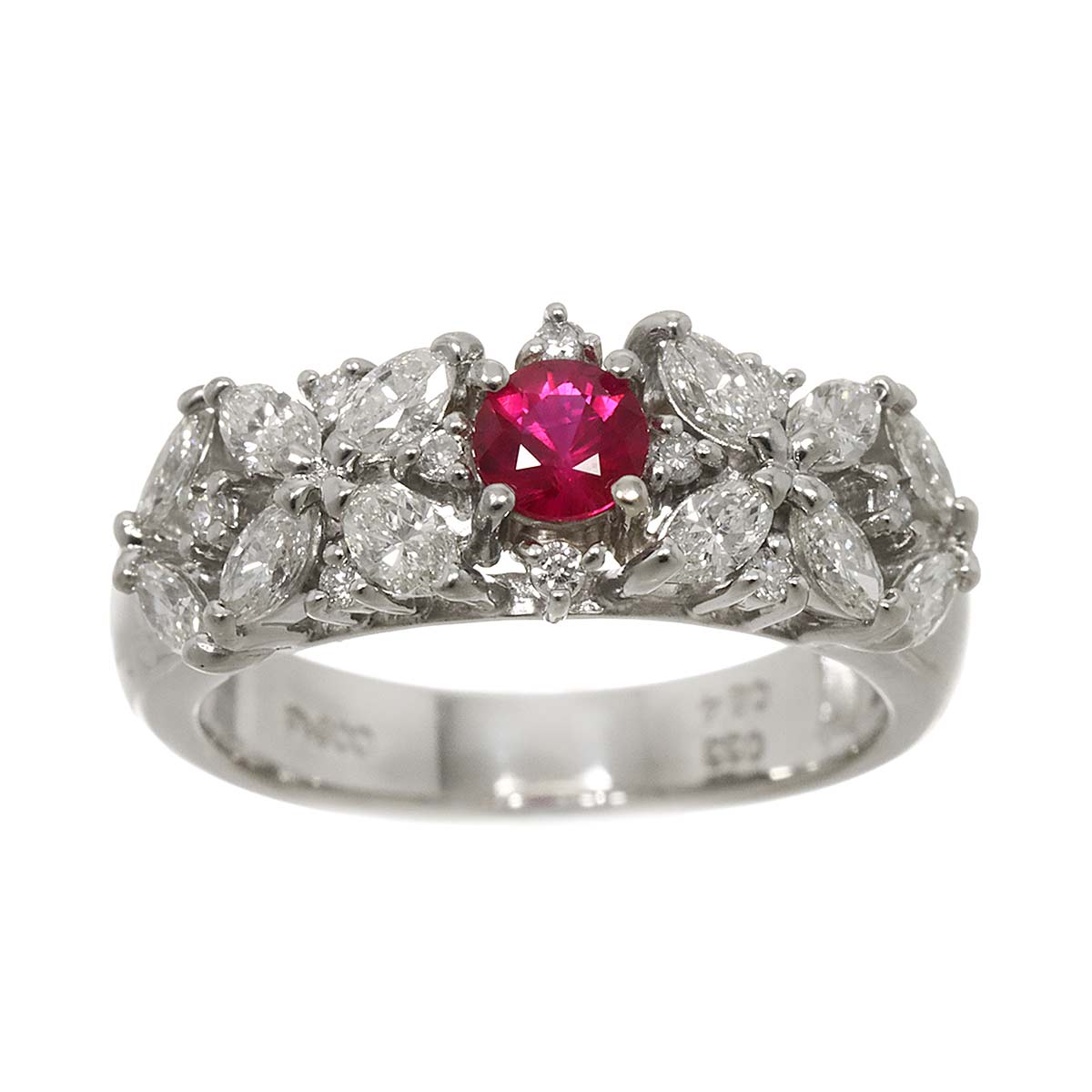 Ruby 0.33ct Diamond 0.84ct Ring Pt Platinum size5.75-6(US)