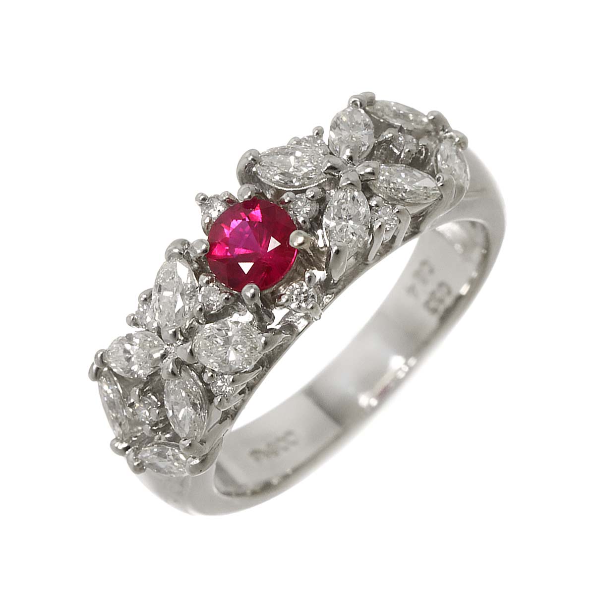 Ruby 0.33ct Diamond 0.84ct Ring Pt Platinum size5.75-6(US)