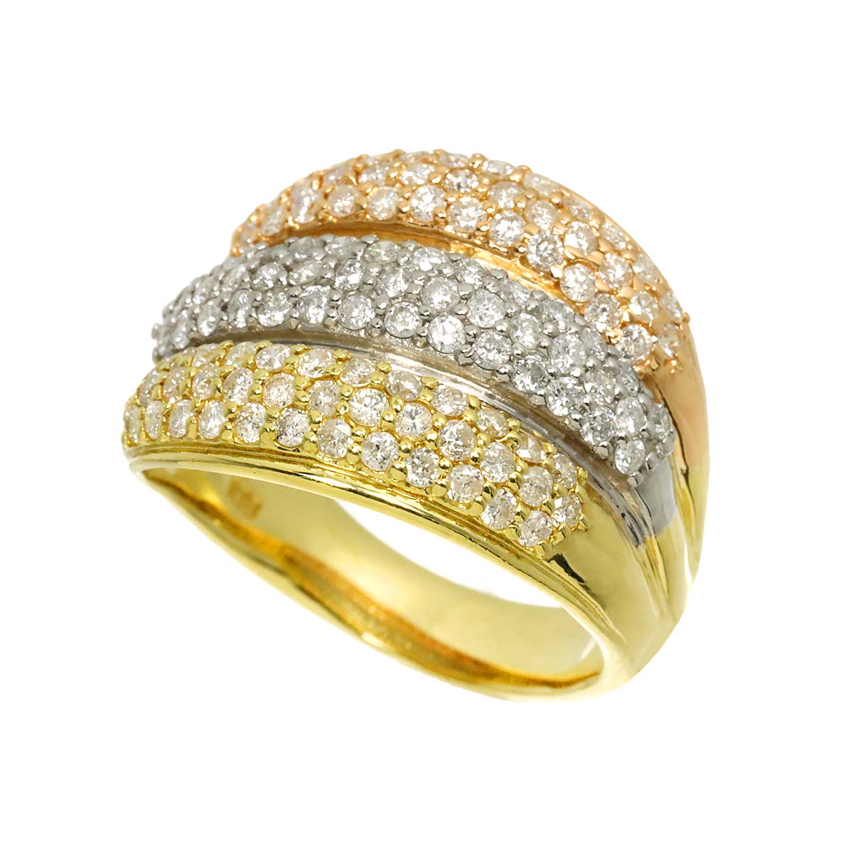 Diamond 2.00ct Ring 18K YG PG Pt 750 Size7.25(US)