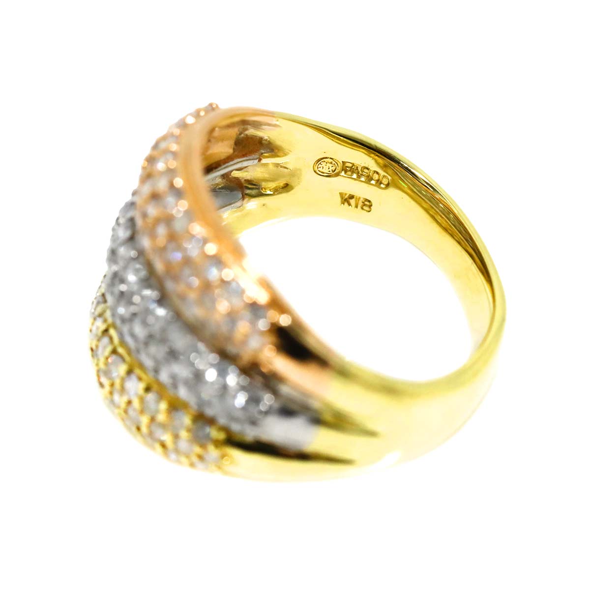 Diamond 2.00ct Ring 18K YG PG Pt 750 Size7.25(US)