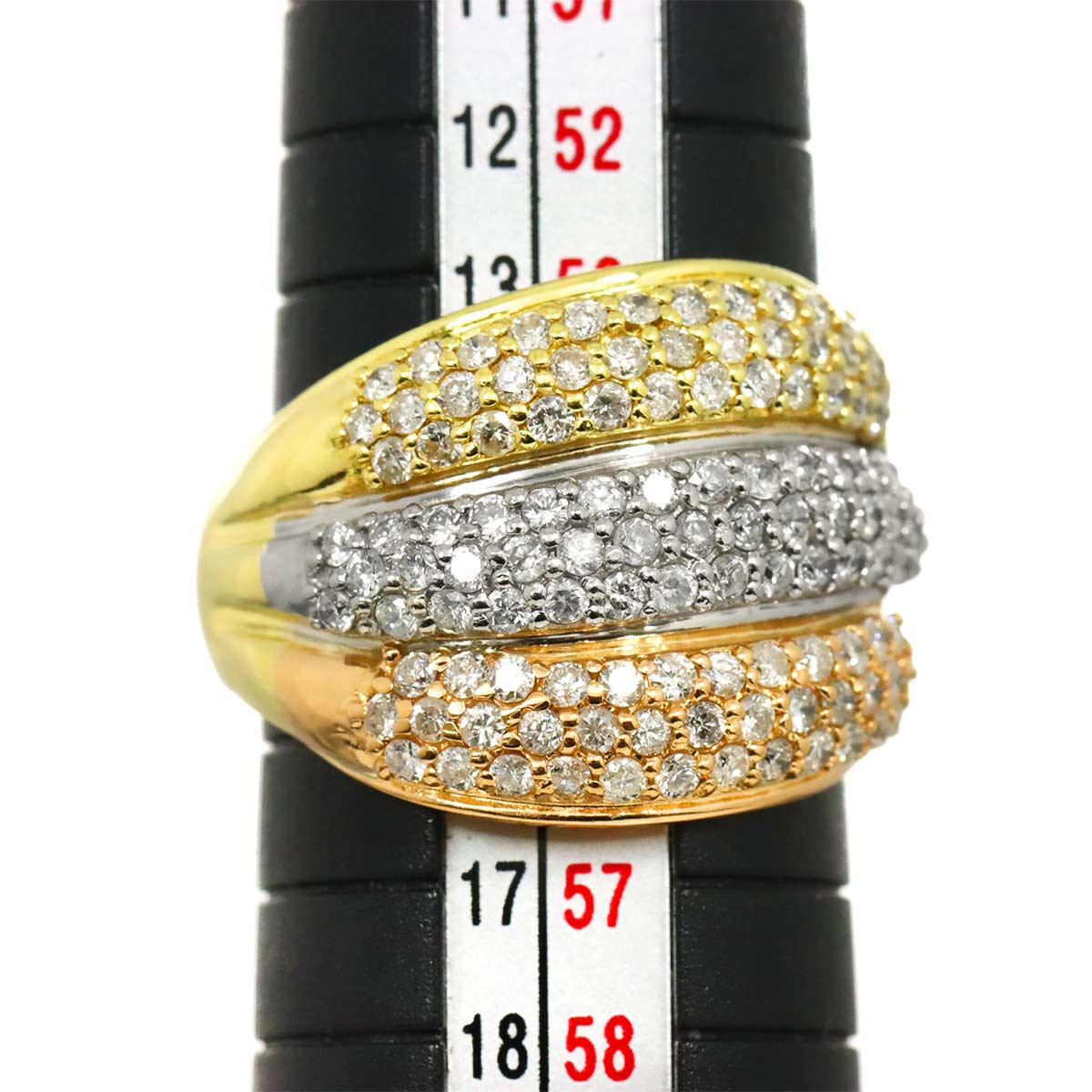 Diamond 2.00ct Ring 18K YG PG Pt 750 Size7.25(US)