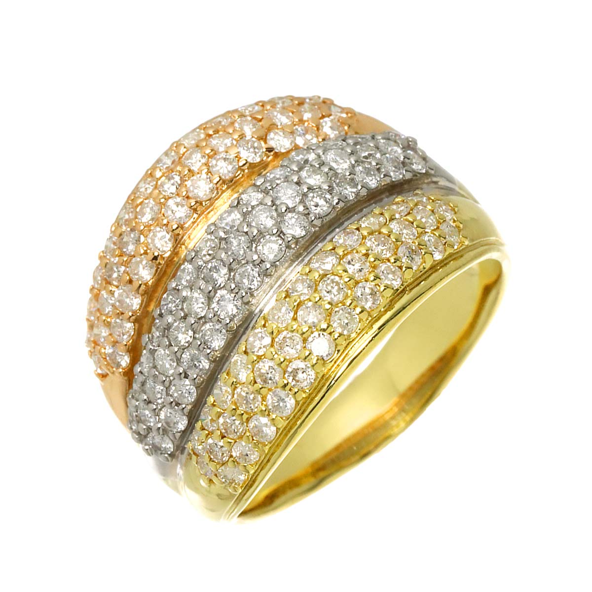 Diamond 2.00ct Ring 18K YG PG Pt 750 Size7.25(US)