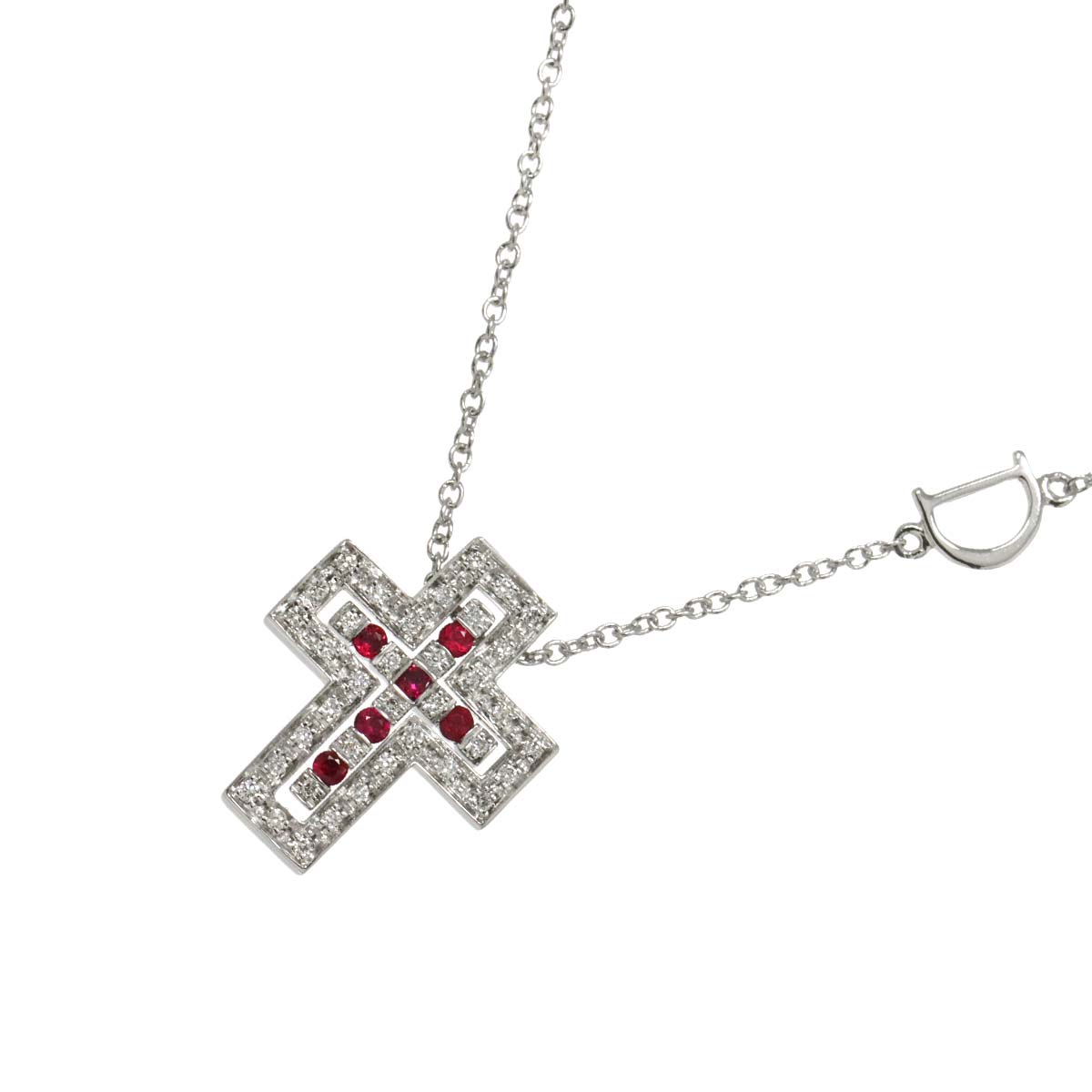 Belle Epoque Diamond Ruby Cross Necklace XXS 18K WG 750
