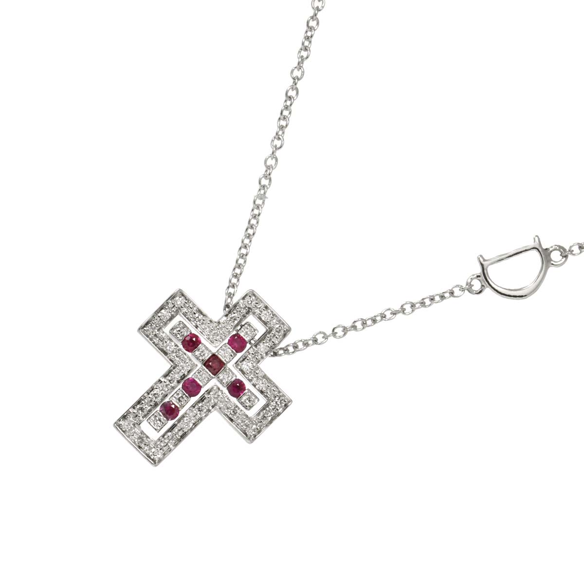 Belle Epoque Diamond Ruby Cross Necklace XXS 18K WG 750