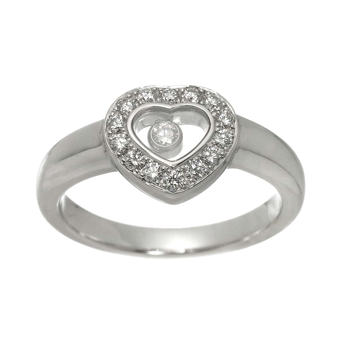 Happy Diamond Heart Ring 18K White Gold 750 Size5.75-6(US)