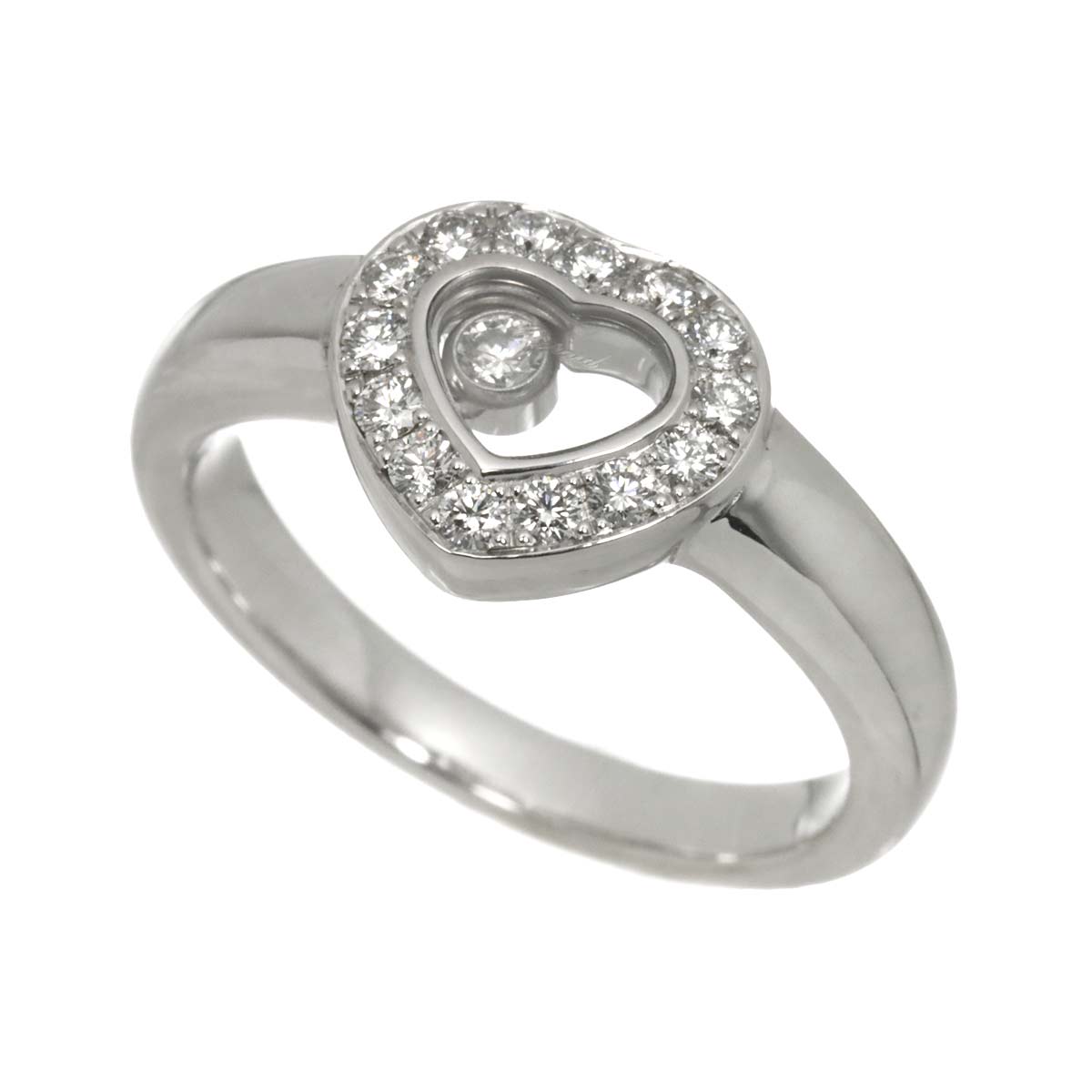 Happy Diamond Heart Ring 18K White Gold 750 Size5.75-6(US)