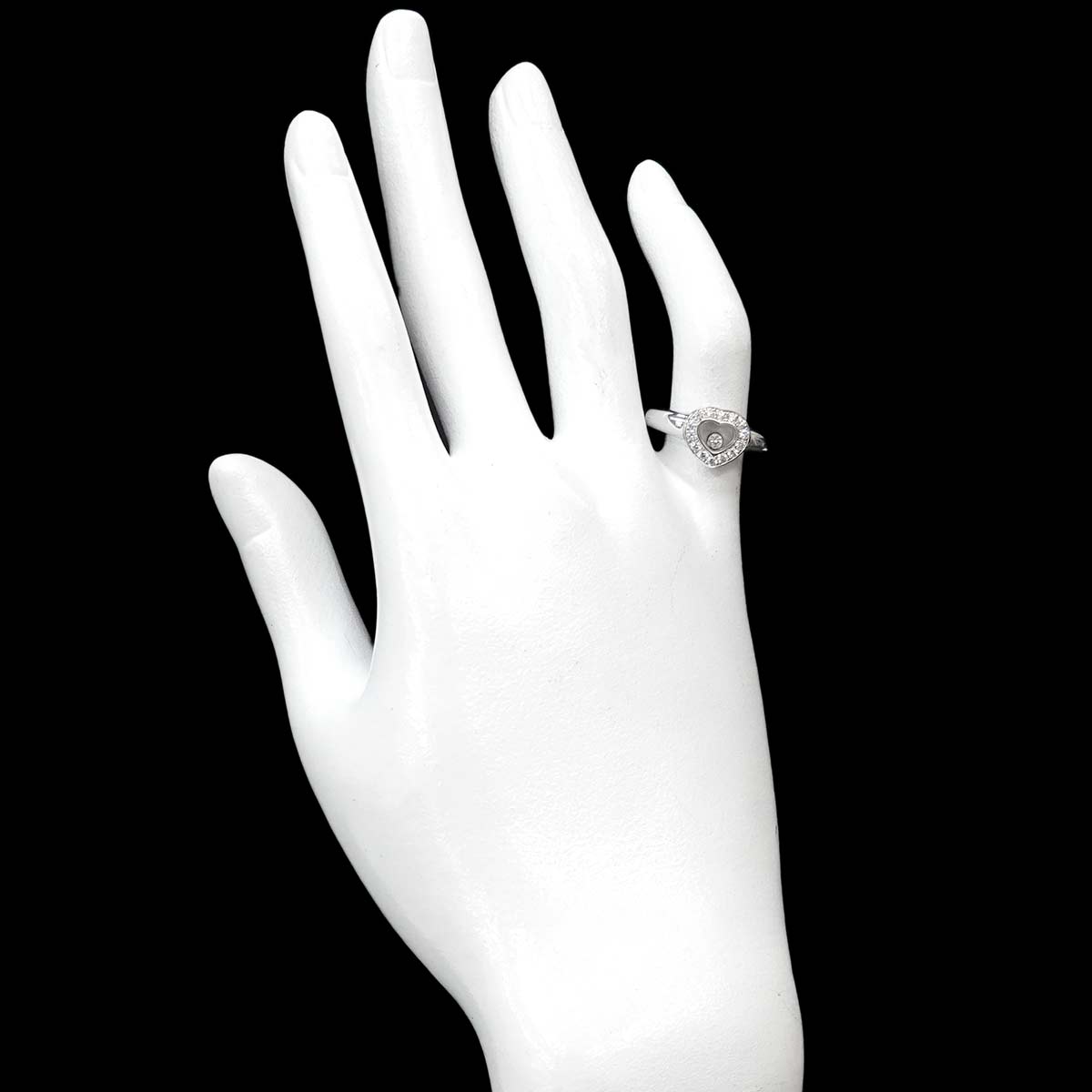 Happy Diamond Heart Ring 18K White Gold 750 Size5.75-6(US)