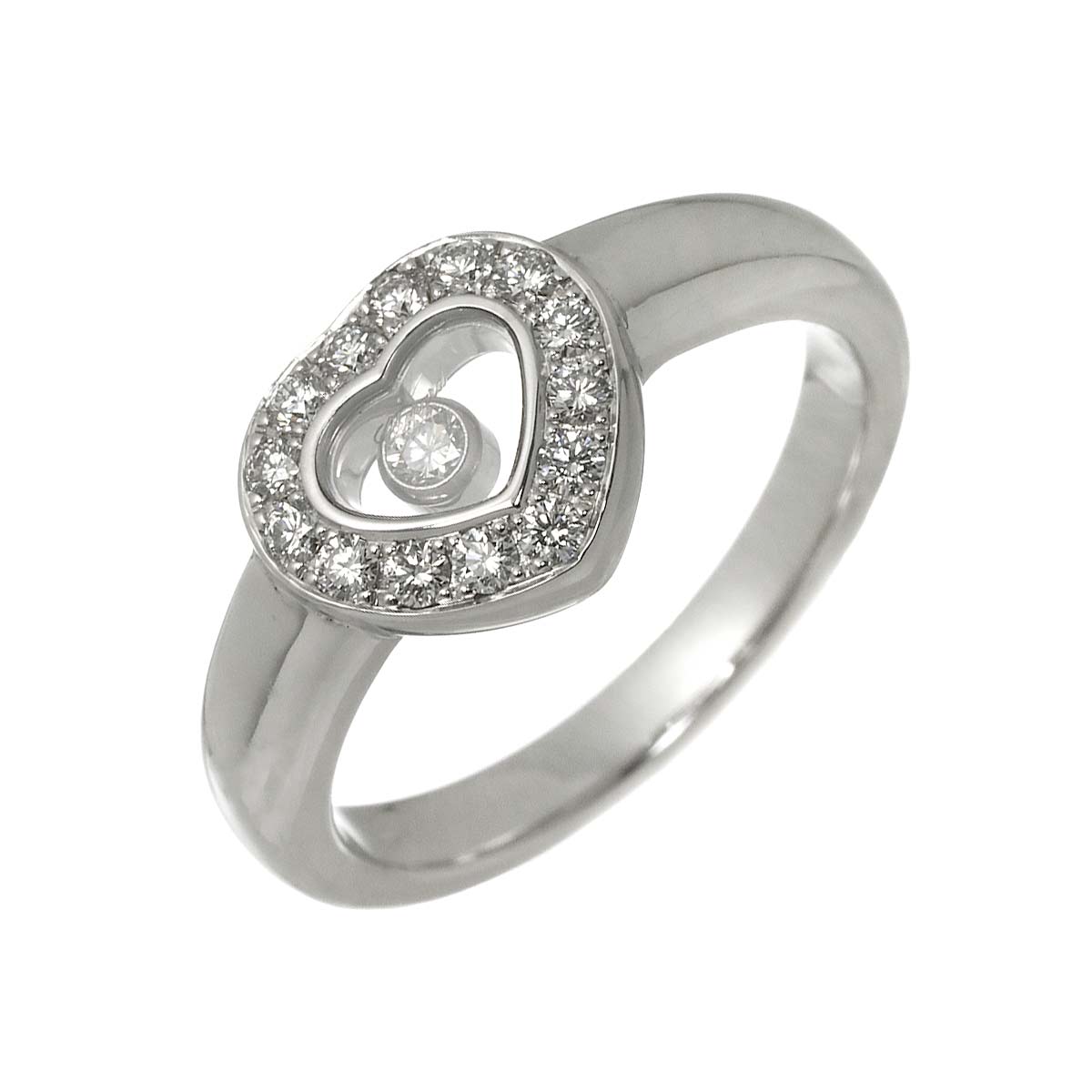 Happy Diamond Heart Ring 18K White Gold 750 Size5.75-6(US)