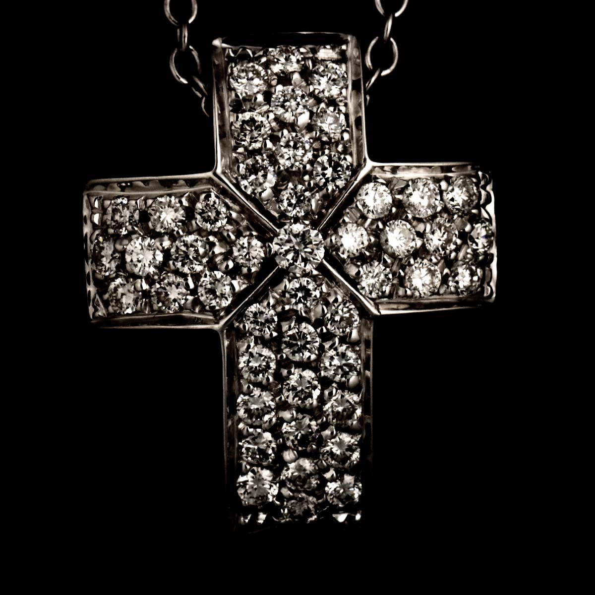 Cross motif Diamond 0.40ct Necklace 18K White Gold 750