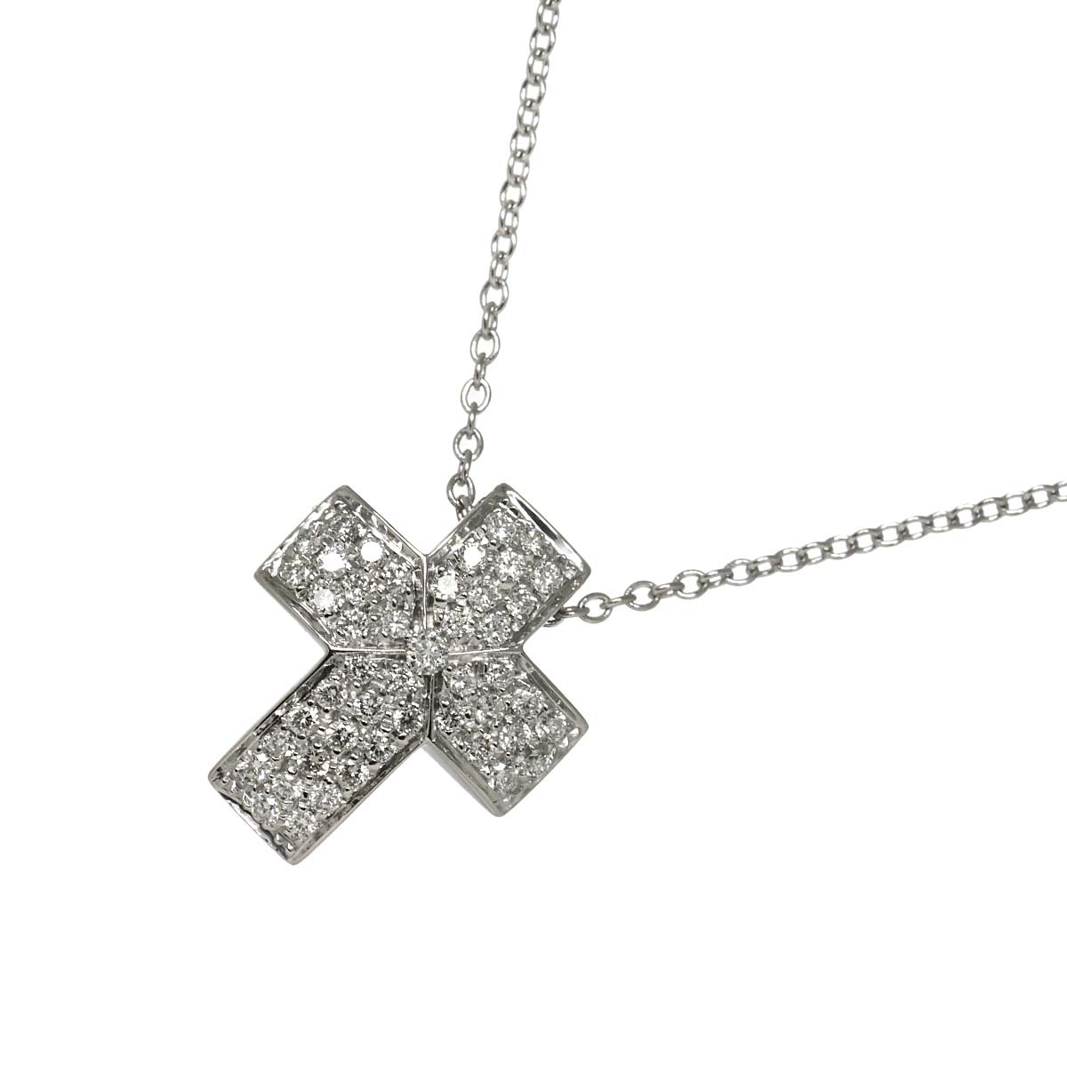 Cross motif Diamond 0.40ct Necklace 18K White Gold 750