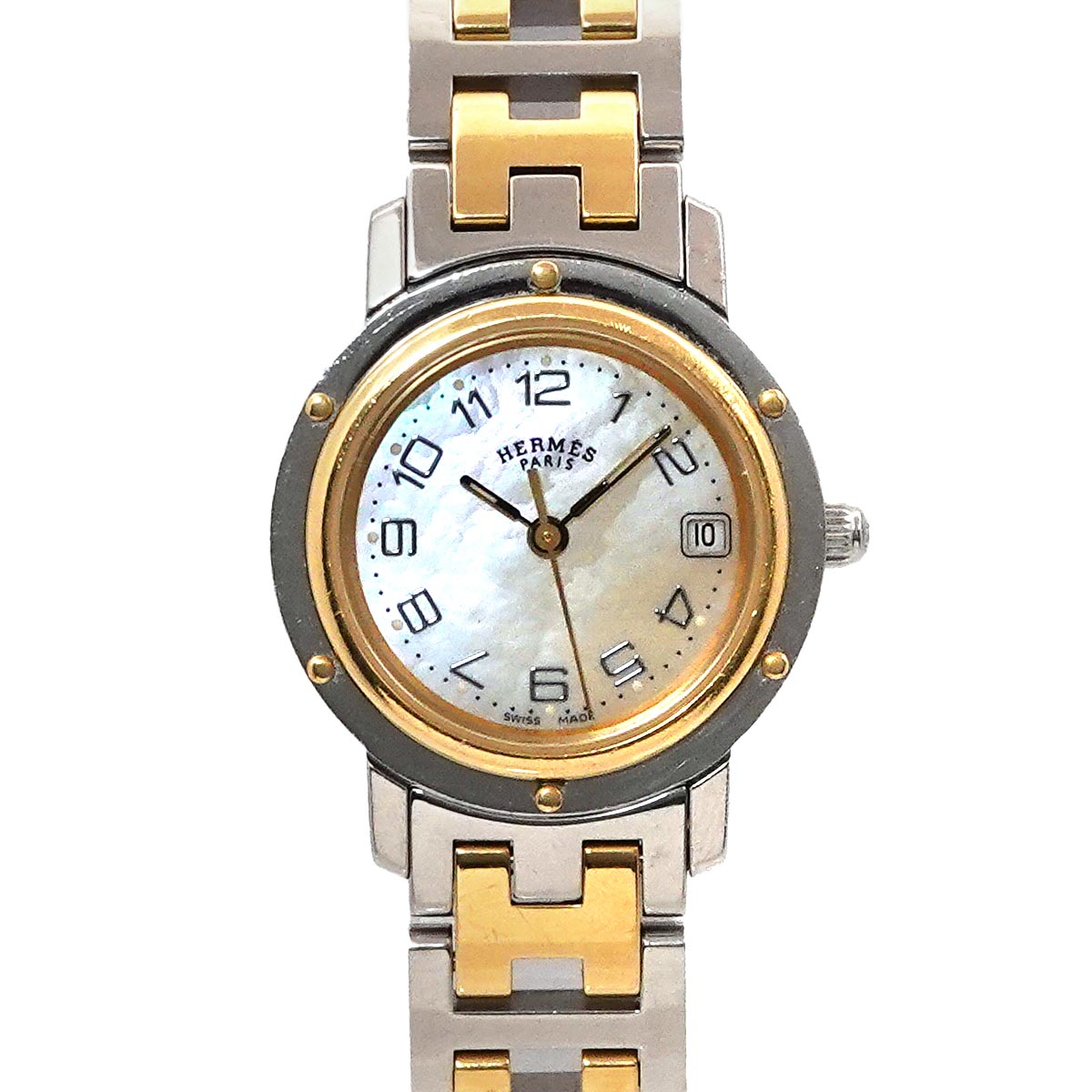 Clipper CL4 220 Quartz Date White Shell Dial Ladies Watch