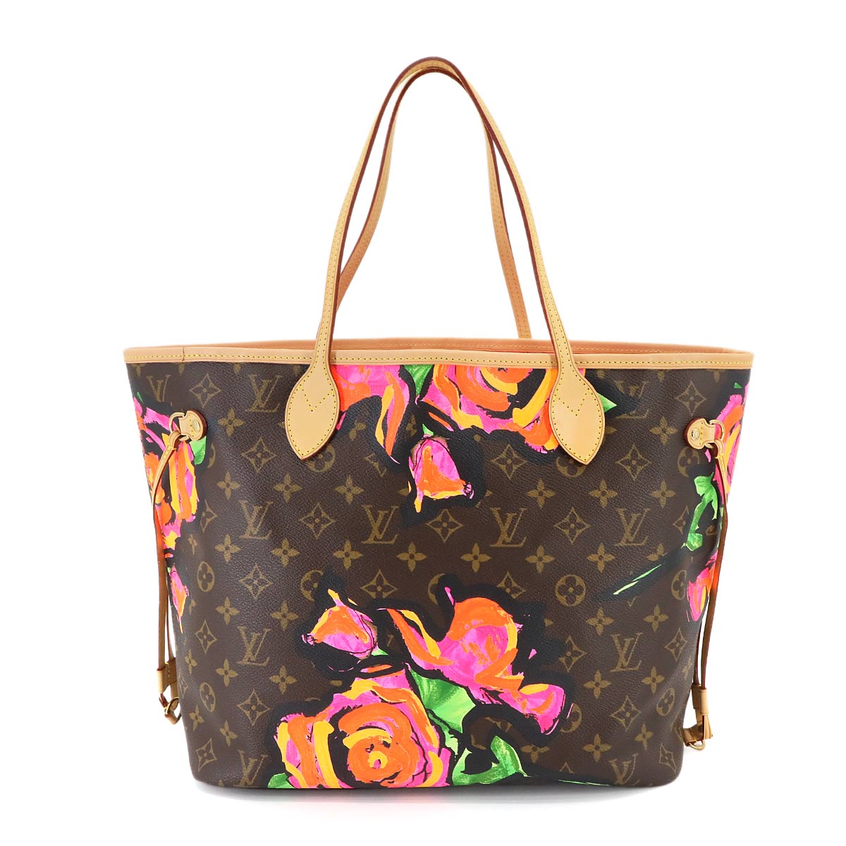 Monogram Rose Neverfull MM Tote Bag Brown Pink M48613