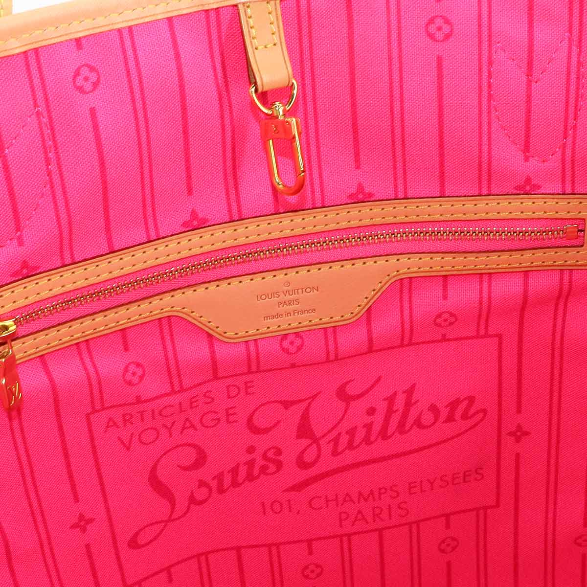 Monogram Rose Neverfull MM Tote Bag Brown Pink M48613