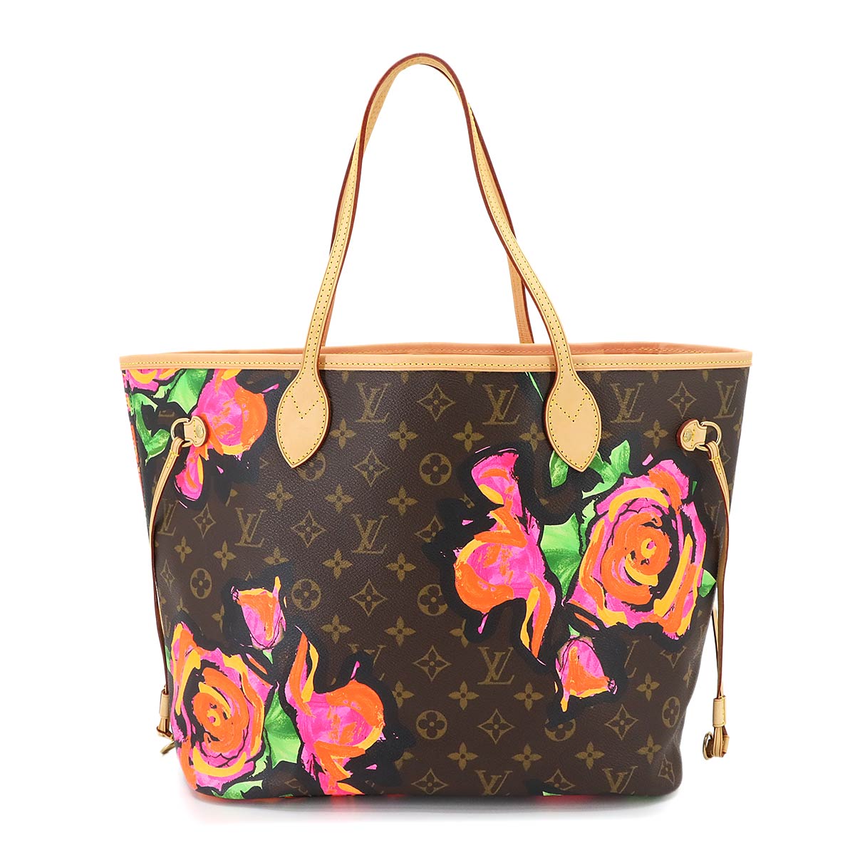 Monogram Rose Neverfull MM Tote Bag Brown Pink M48613