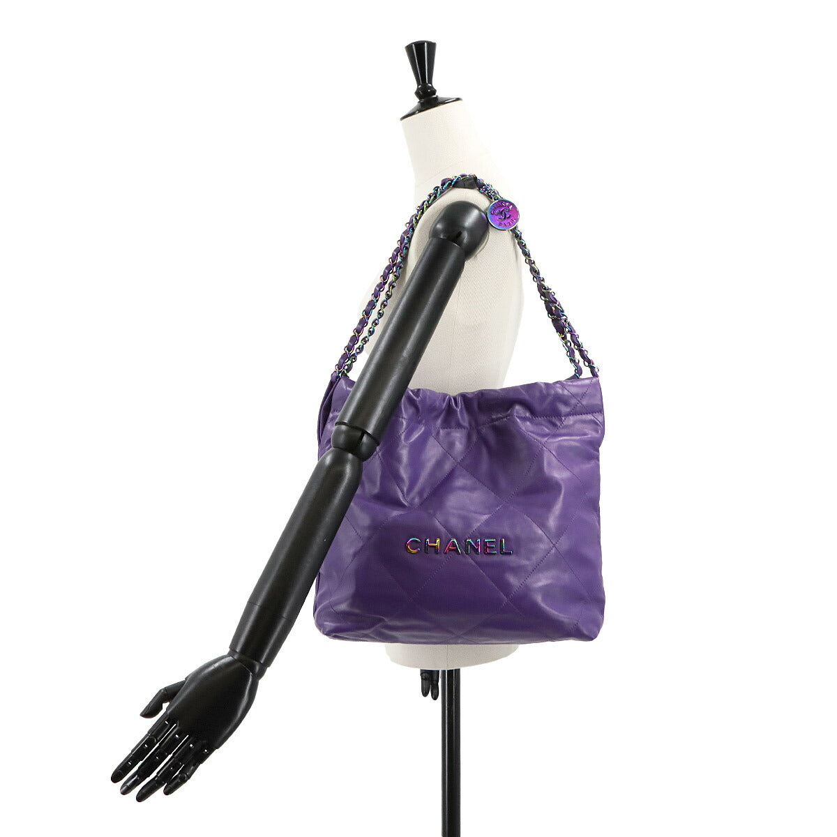 22 Small Chain Shoulder Bag Leather Purple AS3260 Purse