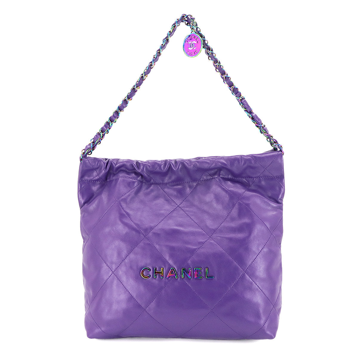 22 Small Chain Shoulder Bag Leather Purple AS3260 Purse