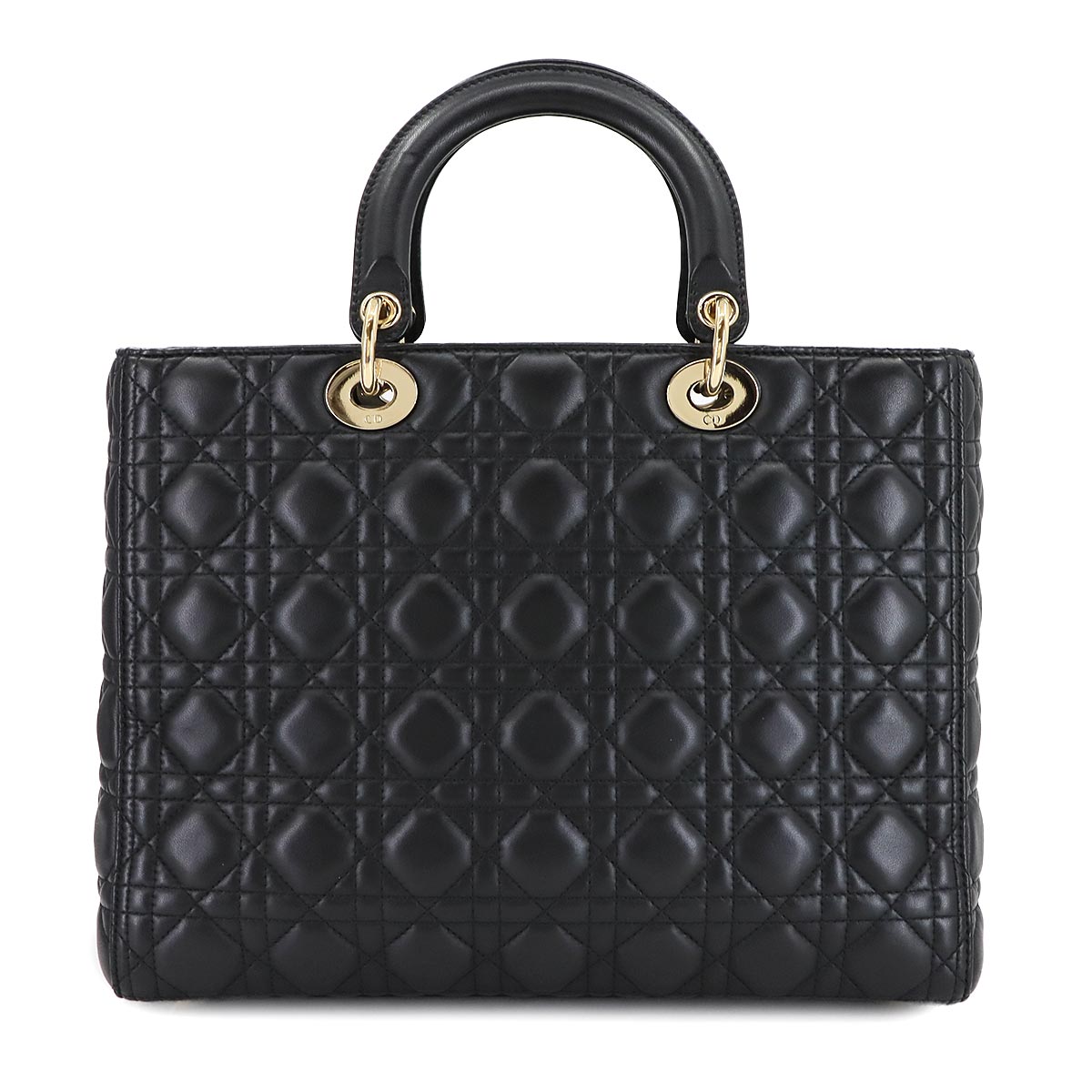 Lady Dior Large 2way Hand Shoulder Bag Leather Black