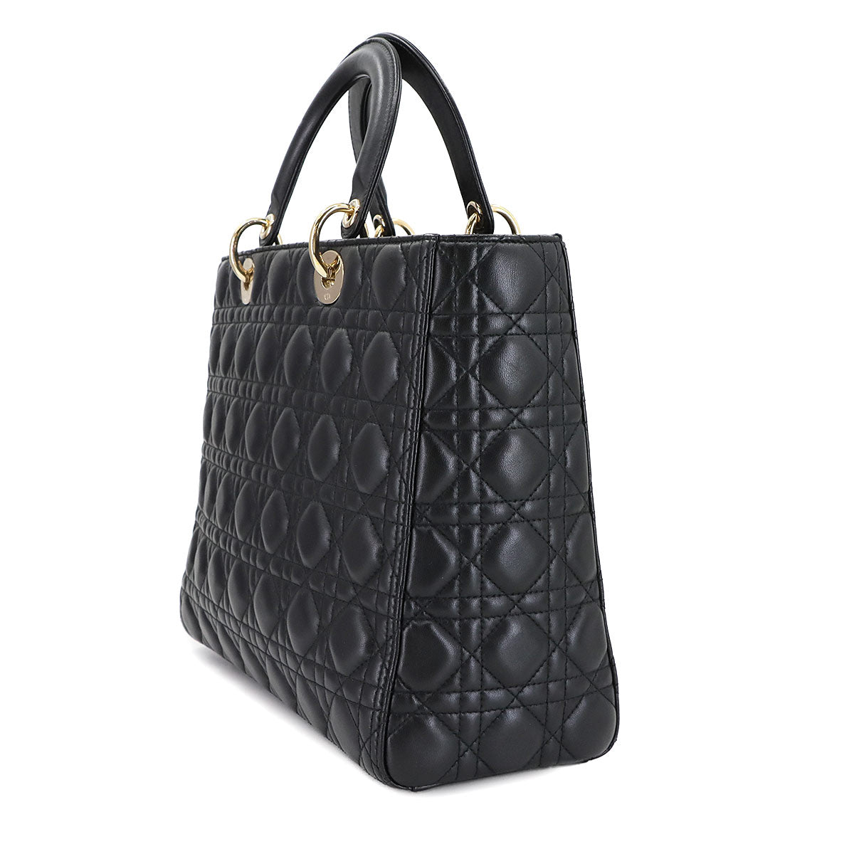 Lady Dior Large 2way Hand Shoulder Bag Leather Black