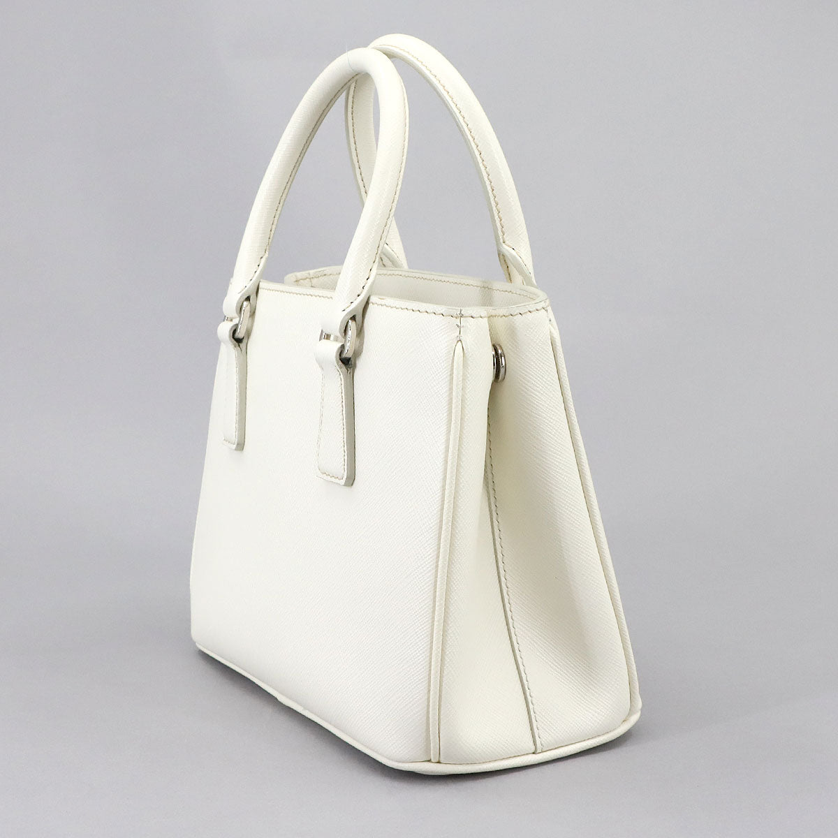 Galleria Mini Hand Shoulder Bag Saffiano Leather White 1BA296