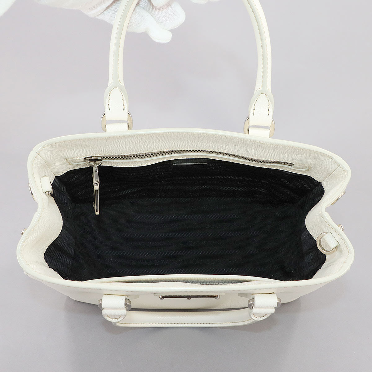 Galleria Mini Hand Shoulder Bag Saffiano Leather White 1BA296