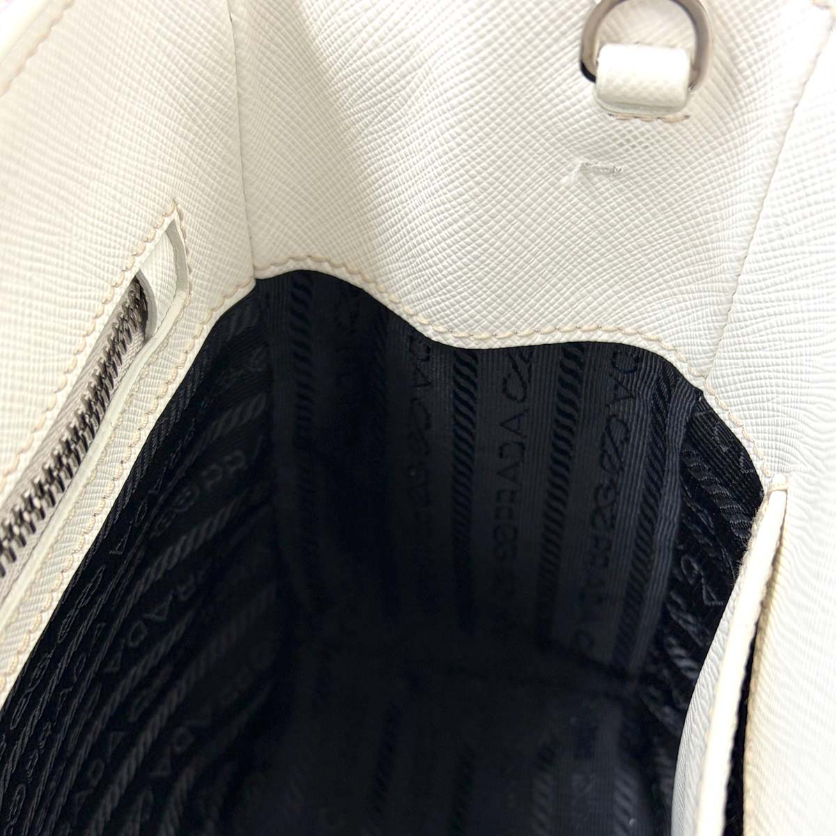 Galleria Mini Hand Shoulder Bag Saffiano Leather White 1BA296