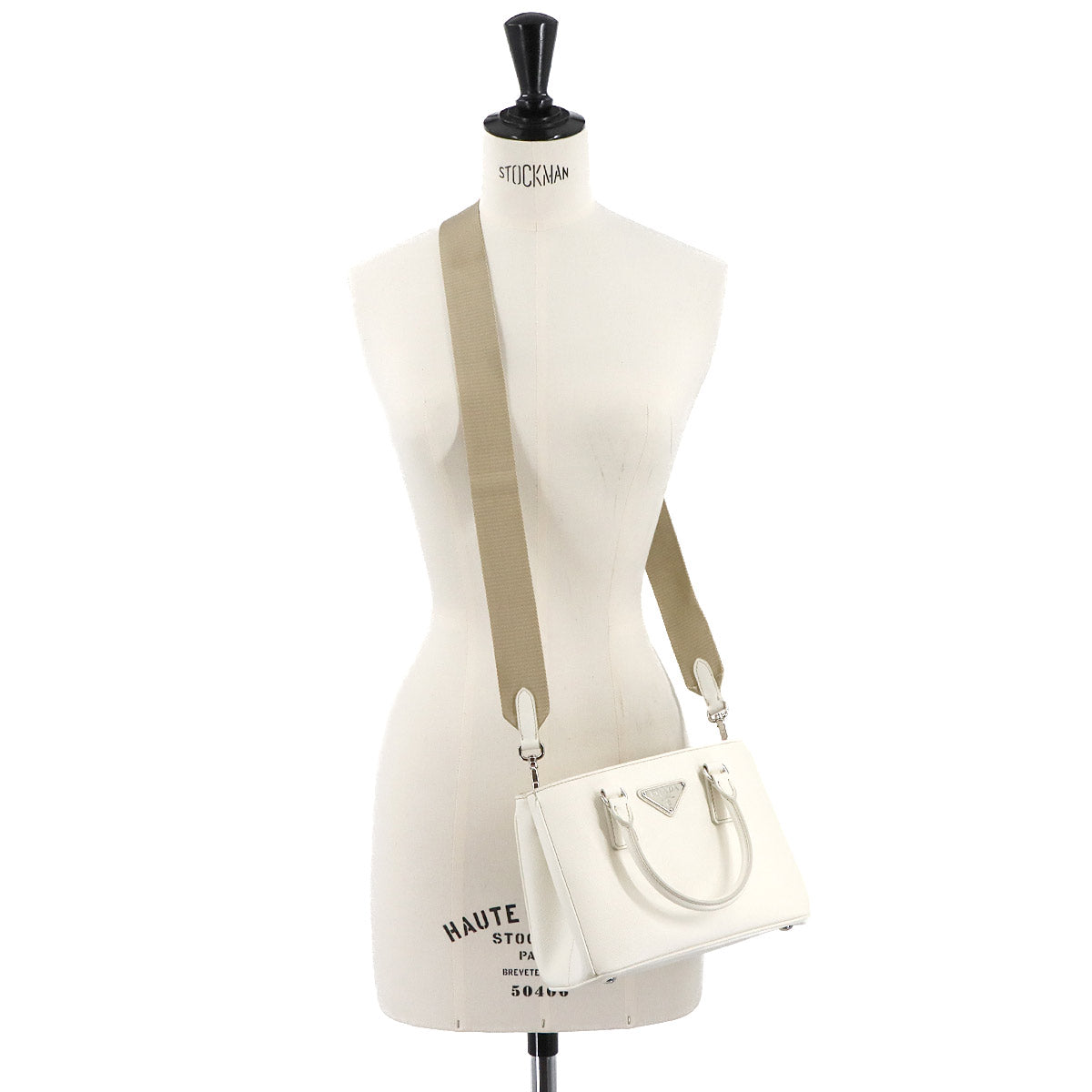 Galleria Mini Hand Shoulder Bag Saffiano Leather White 1BA296