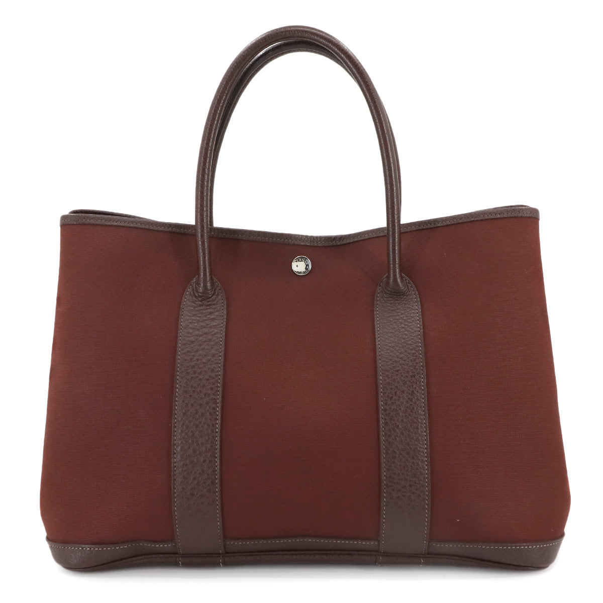 Garden Party PM Tote Bag Toile Officier Leather Havane