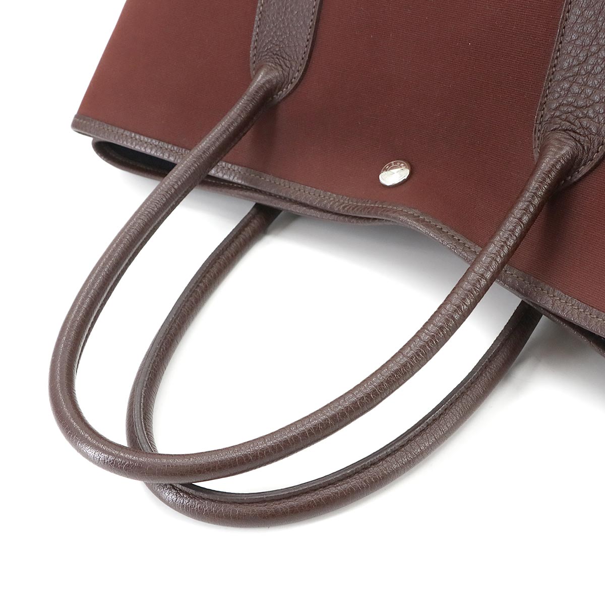 Garden Party PM Tote Bag Toile Officier Leather Havane