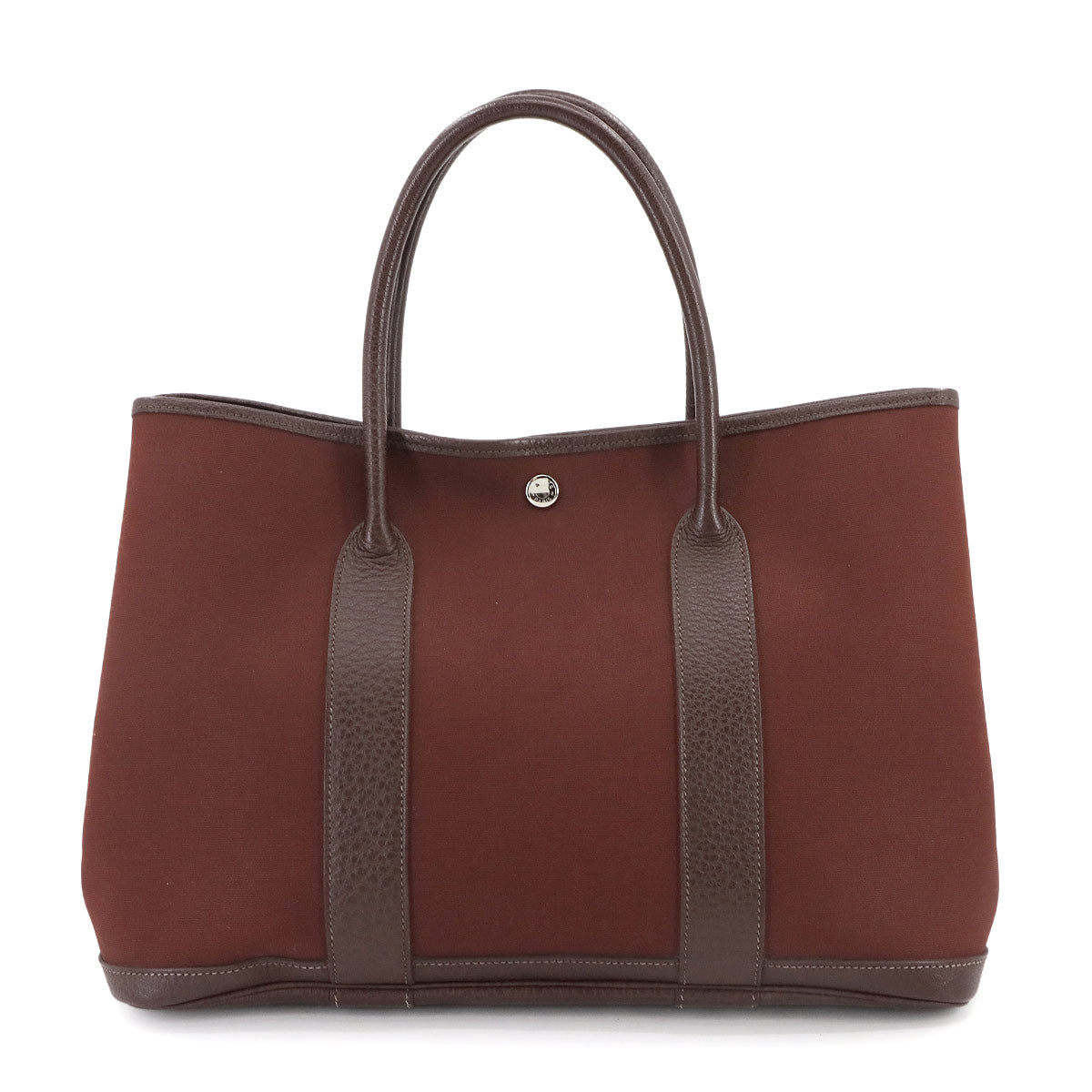 Garden Party PM Tote Bag Toile Officier Leather Havane