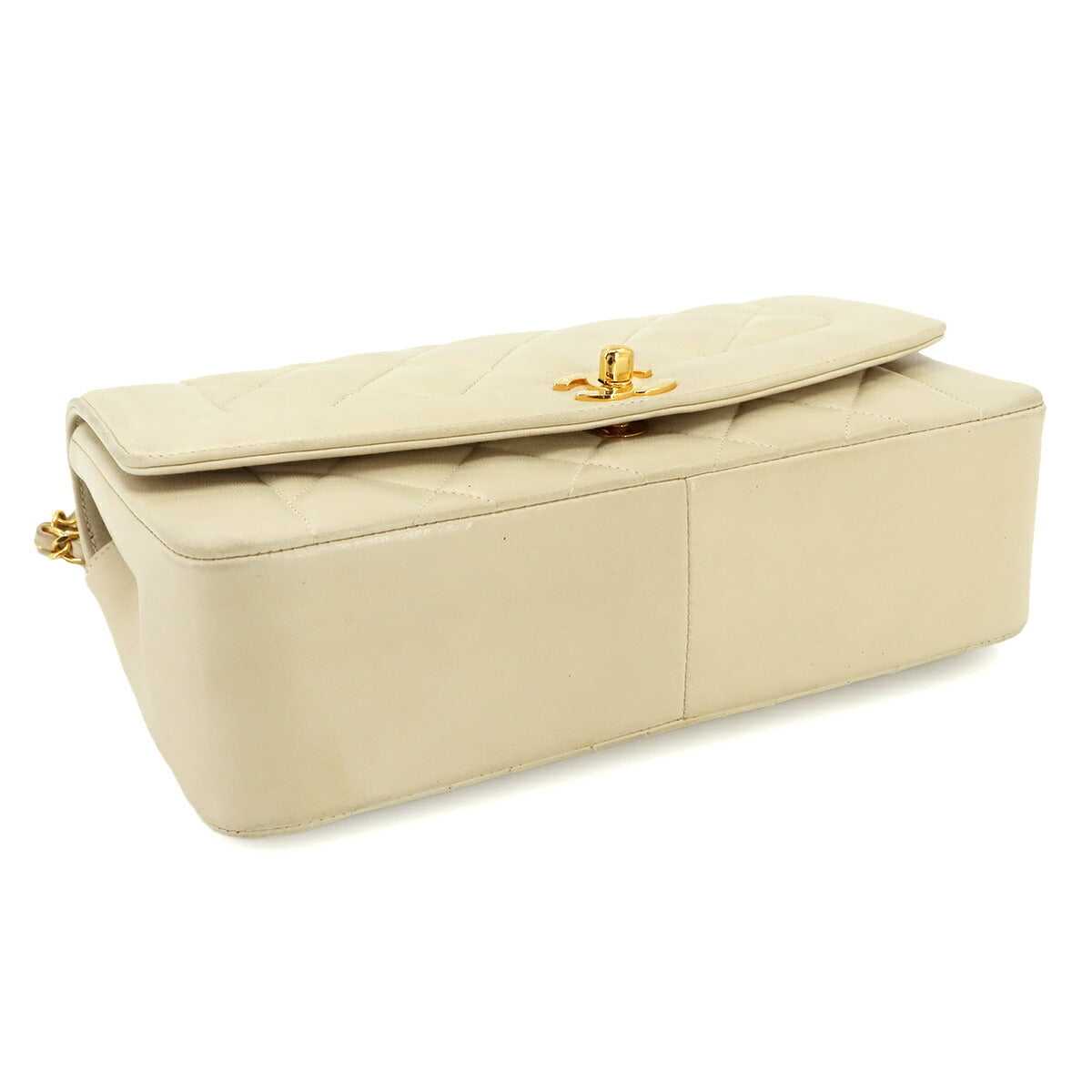 Diana Matelasse 25 Chain Shoulder Bag Leather Beige A01165